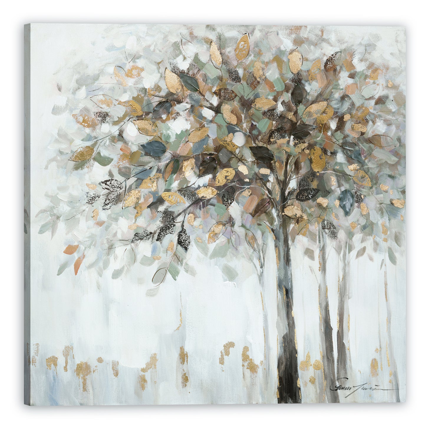 Gold tree - Oil Painting on Wrapped Canvas, canvas wall decor. wall art, canvas artwork for living room, bedroom, office