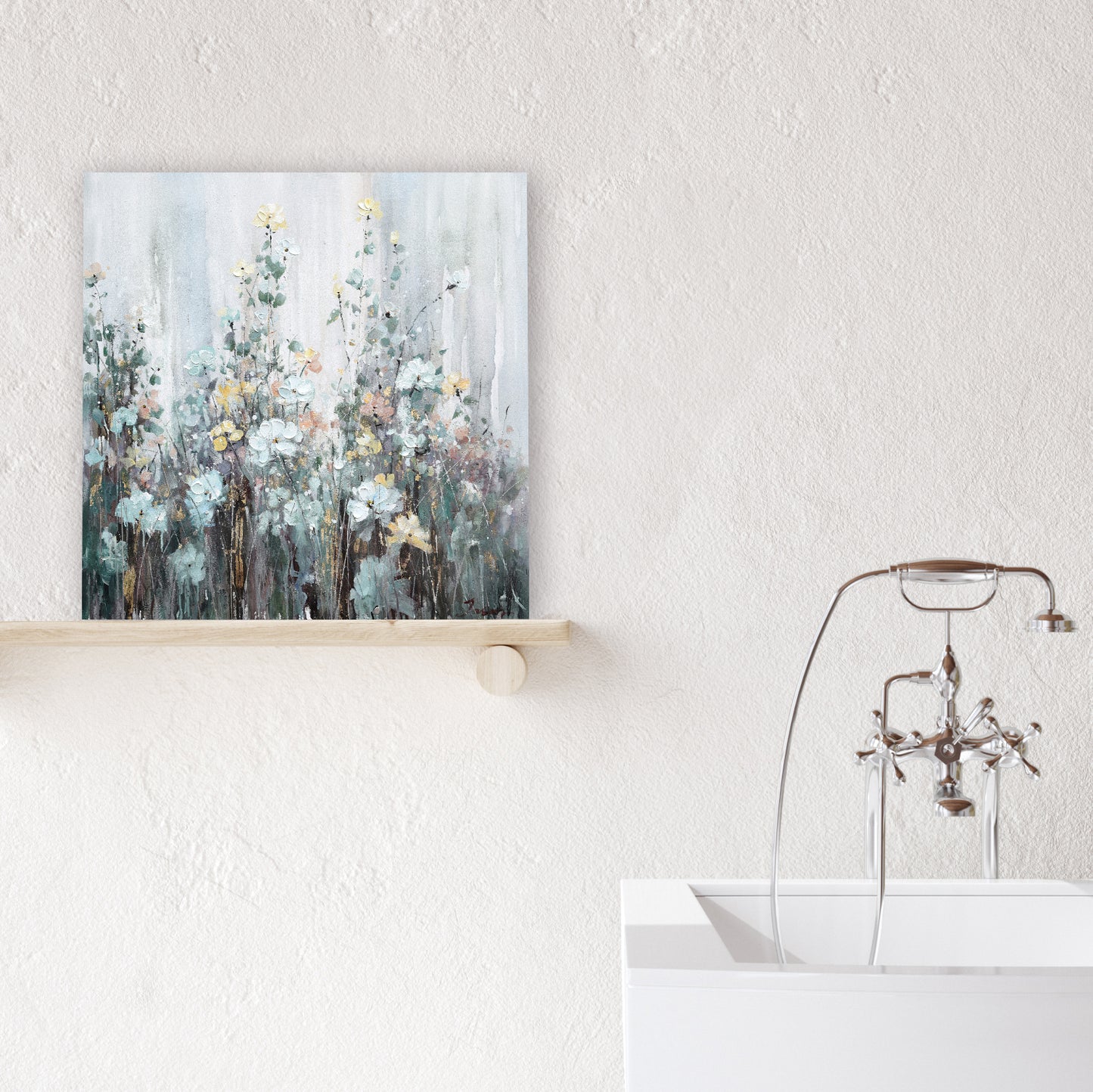 Spring abstract flowers - Oil Painting on Wrapped Canvas, wall art, canvas artwork for living room, bedroom, office