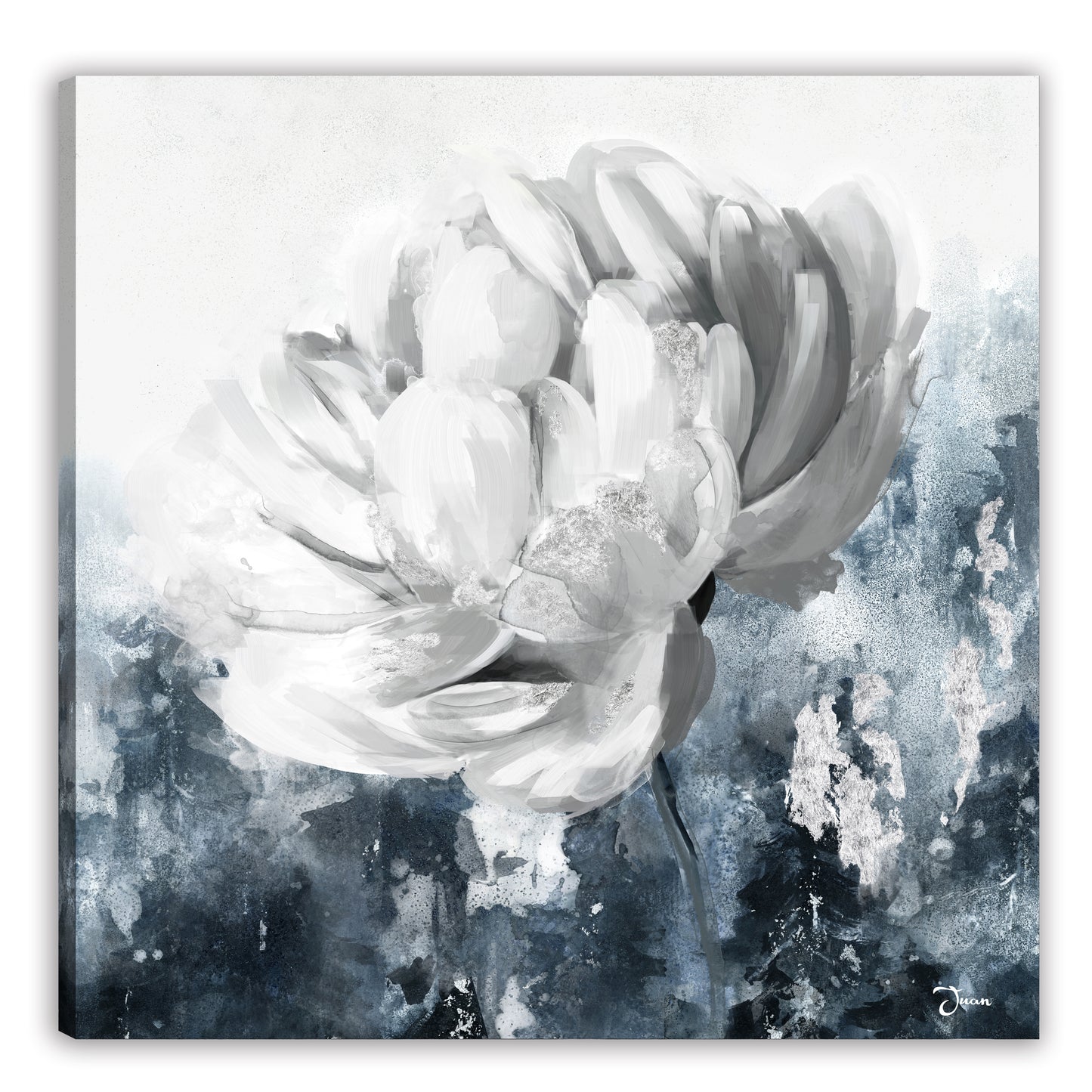 Sliver flower - Oil Painting on Wrapped Canvas, wall art, canvas artwork for living room, bedroom, office