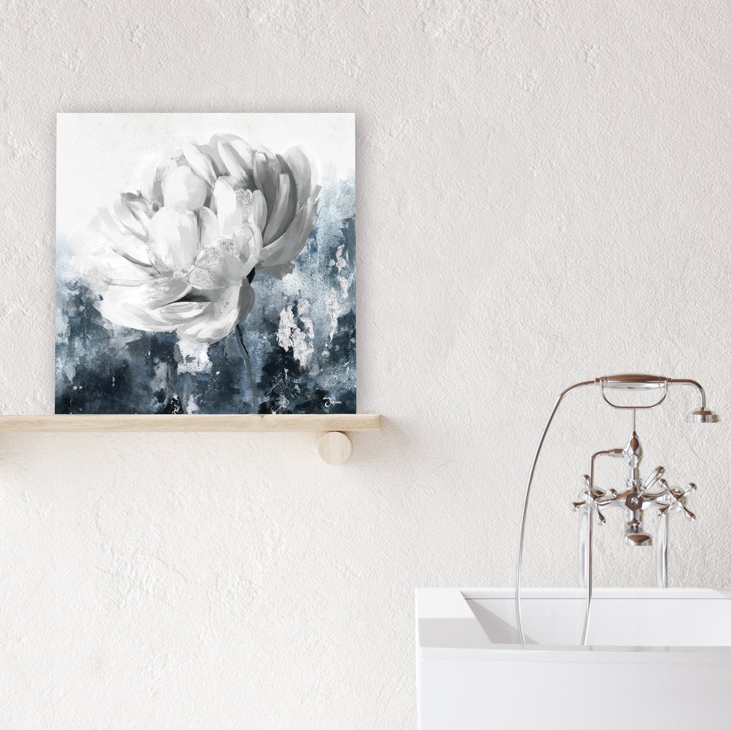 Sliver flower - Oil Painting on Wrapped Canvas, wall art, canvas artwork for living room, bedroom, office