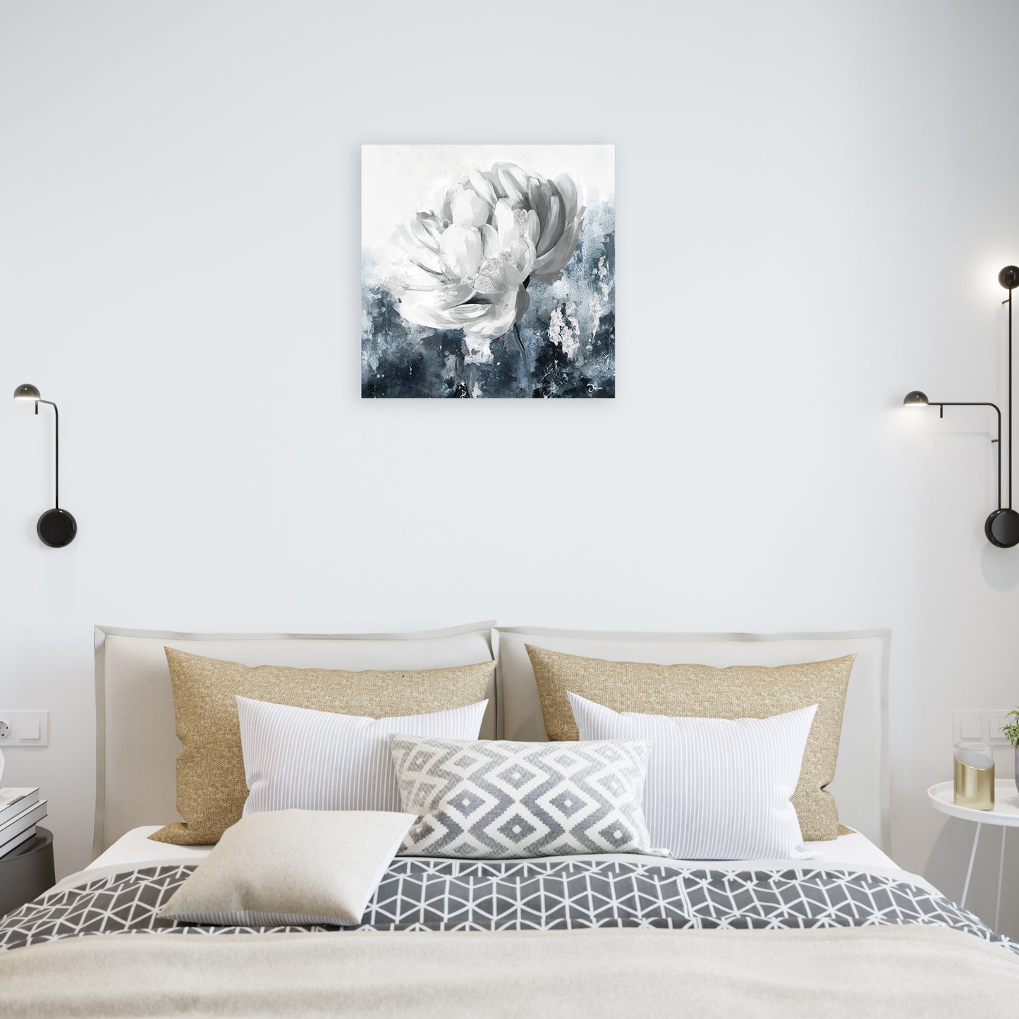 Sliver flower - Oil Painting on Wrapped Canvas, wall art, canvas artwork for living room, bedroom, office