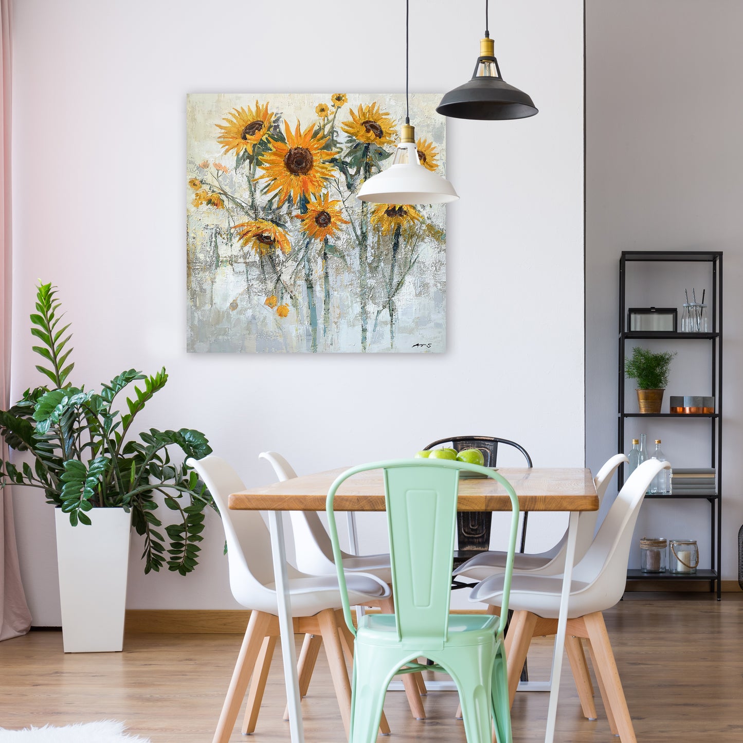 Hand-painted "Vibrant Sunflower" Abstract painting original Art, Canvas Wall art for living room, bedroom,office - Wrapped Canvas Painting