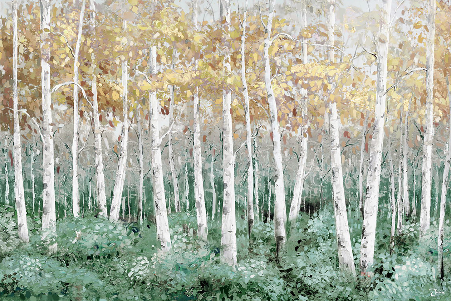Hand-painted Art "Golden Woods" Painting original, Canvas Wall art for living room, bedroom, office, entryway - Wrapped Canvas Painting