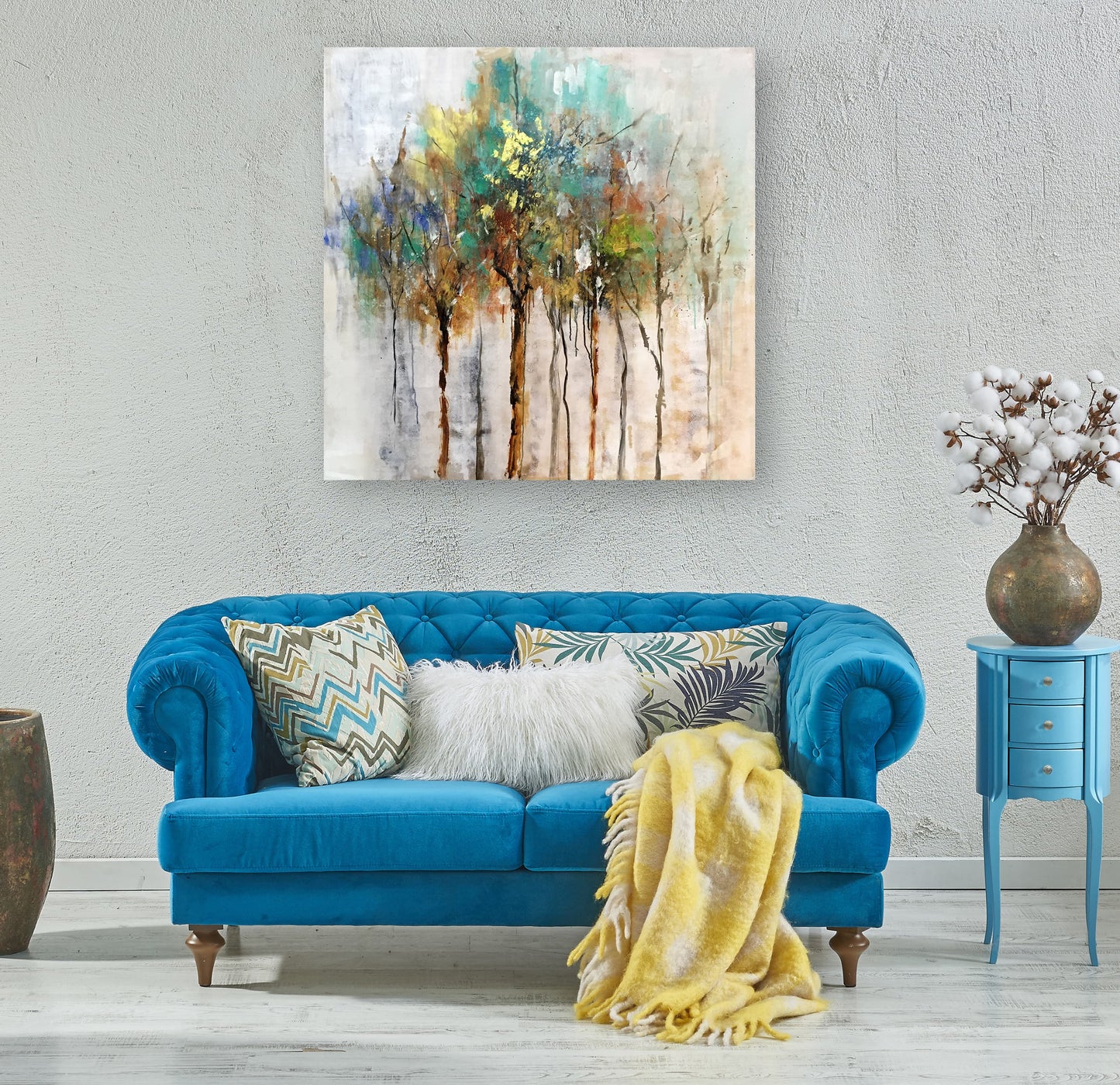 Hand-painted Art "Abstract Forest" Oil painting on canvas original, Wall art for living room, bedroom - Wrapped Canvas Painting