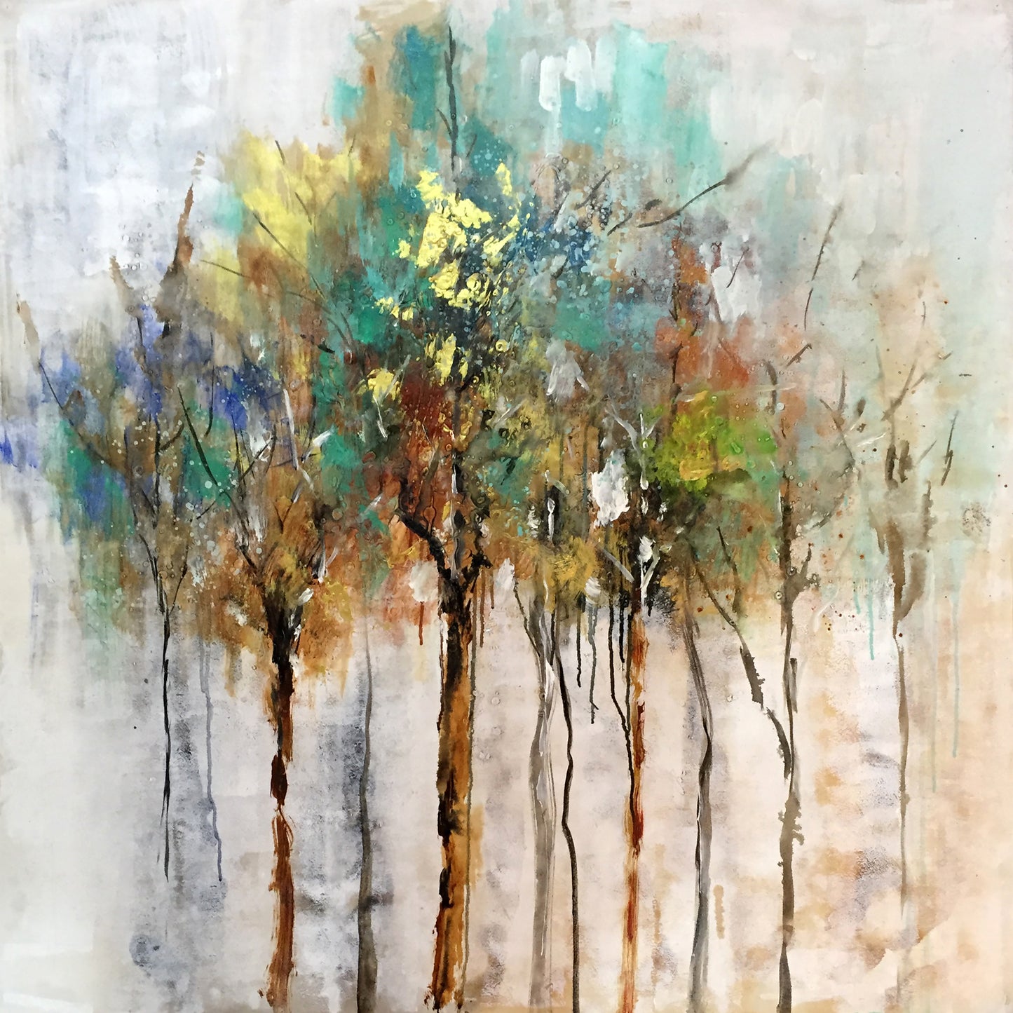 Hand-painted Art "Abstract Forest" Oil painting on canvas original, Wall art for living room, bedroom - Wrapped Canvas Painting