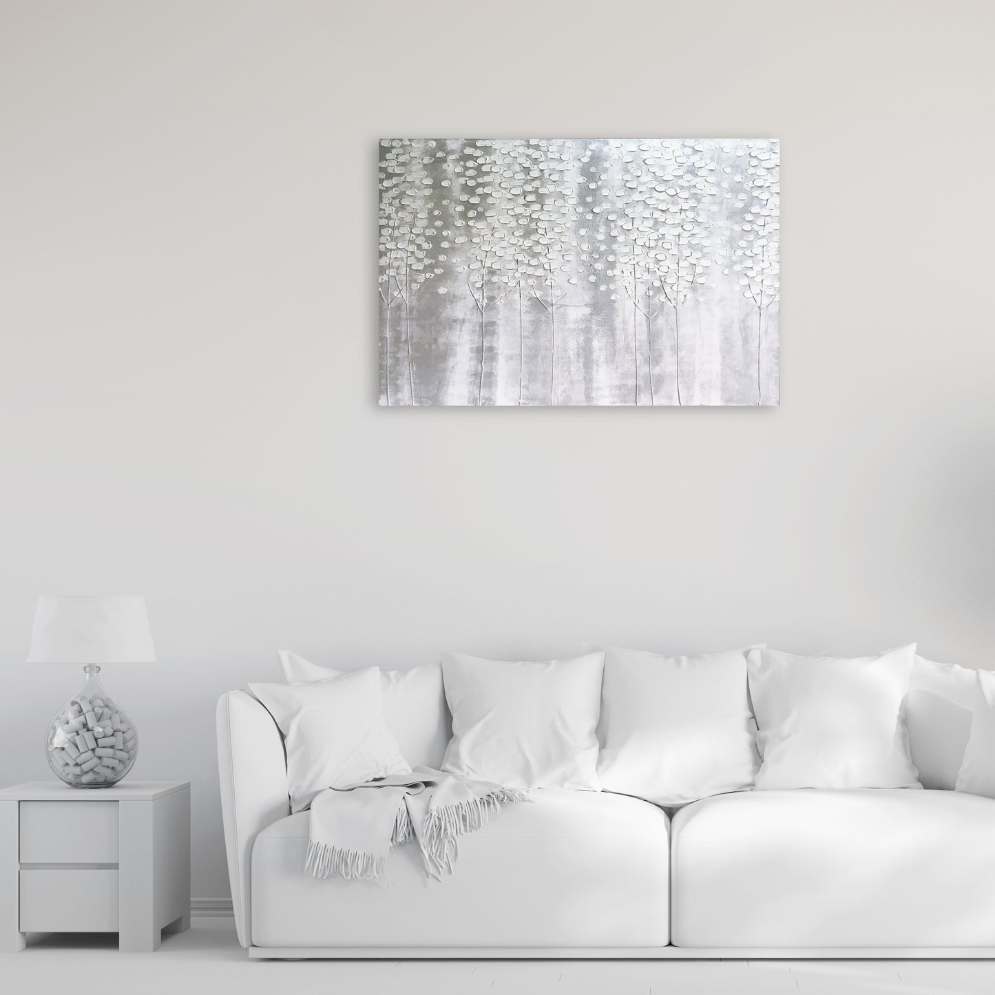 "Christmas Snow White Forest" Hand Painted on Wrapped Canvas