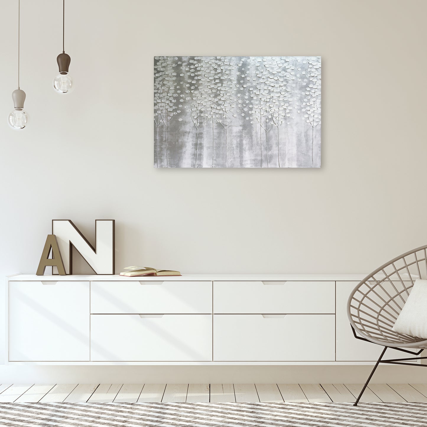 "Christmas Snow White Forest" Hand Painted on Wrapped Canvas