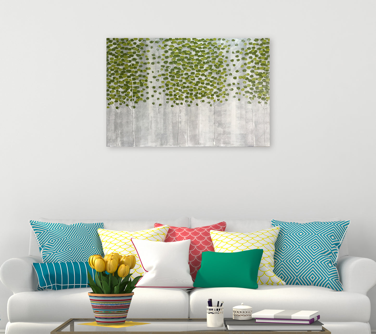 "Spring Green Forest" Hand Painted on Wrapped Canvas