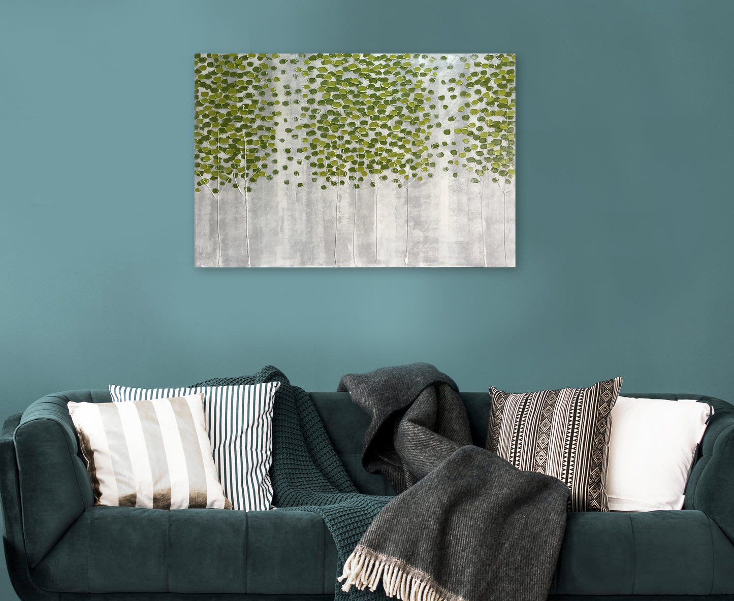 "Spring Green Forest" Hand Painted on Wrapped Canvas