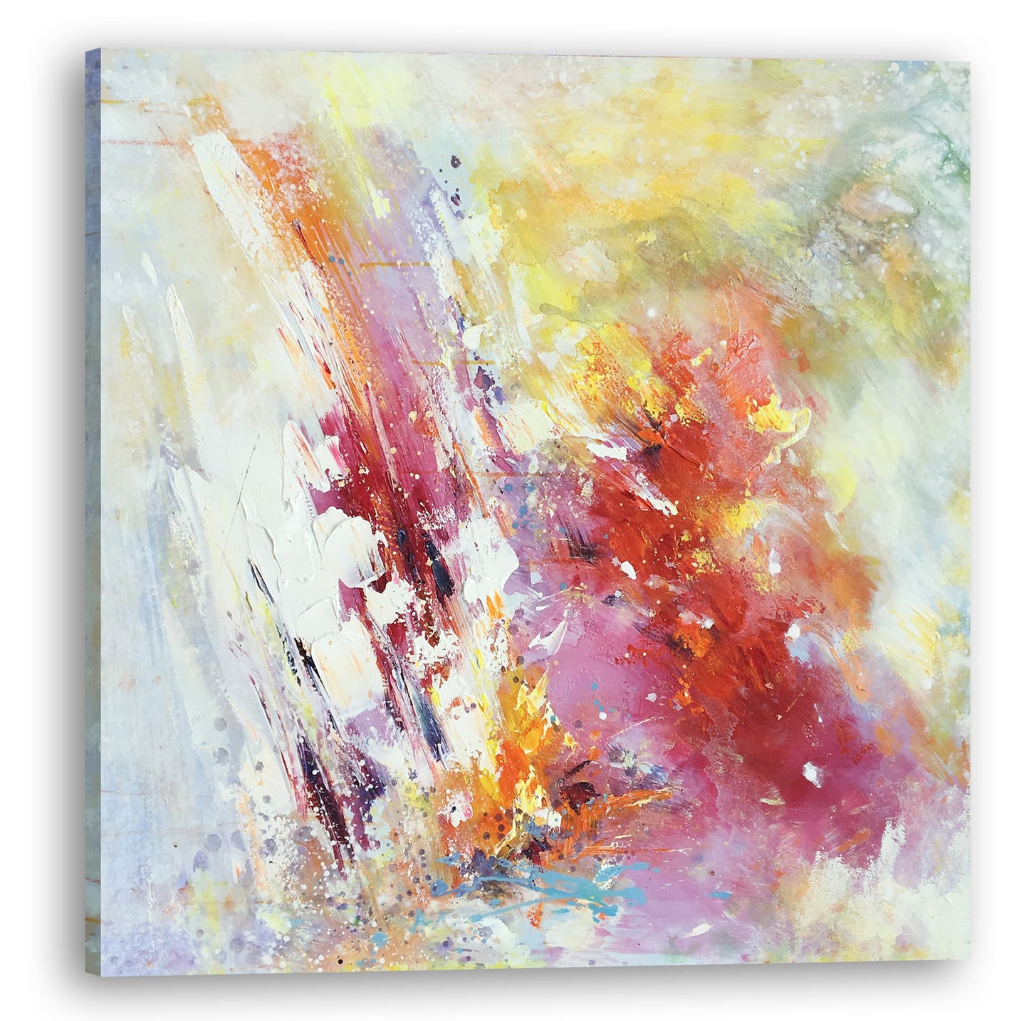 Hand-painted "Abstract Colorful Waterfall" Oil painting original Art, Canvas wall art for living room, entryway - Wrapped Canvas Painting