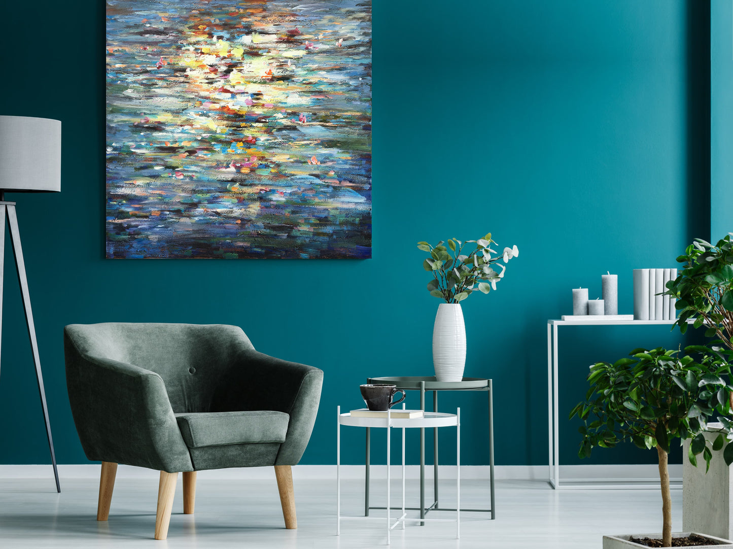 Hand-painted Abstract Art "Water Memory" painting on canvas original, Wall art for living room, bedroom, office - Wrapped Canvas Painting