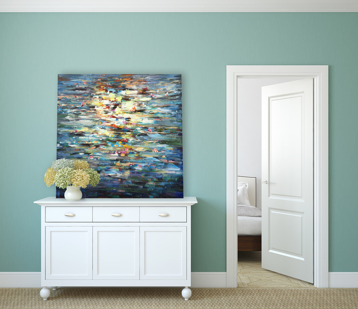 Hand-painted Abstract Art "Water Memory" painting on canvas original, Wall art for living room, bedroom, office - Wrapped Canvas Painting