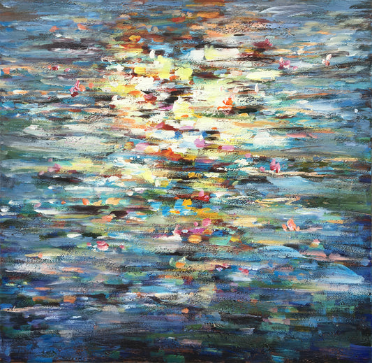 Hand-painted Abstract Art "Water Memory" painting on canvas original, Wall art for living room, bedroom, office - Wrapped Canvas Painting