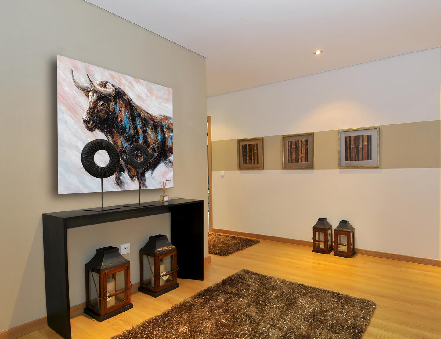 "Charging Bull Oil Painting" Hand Painted on Wrapped Canvas