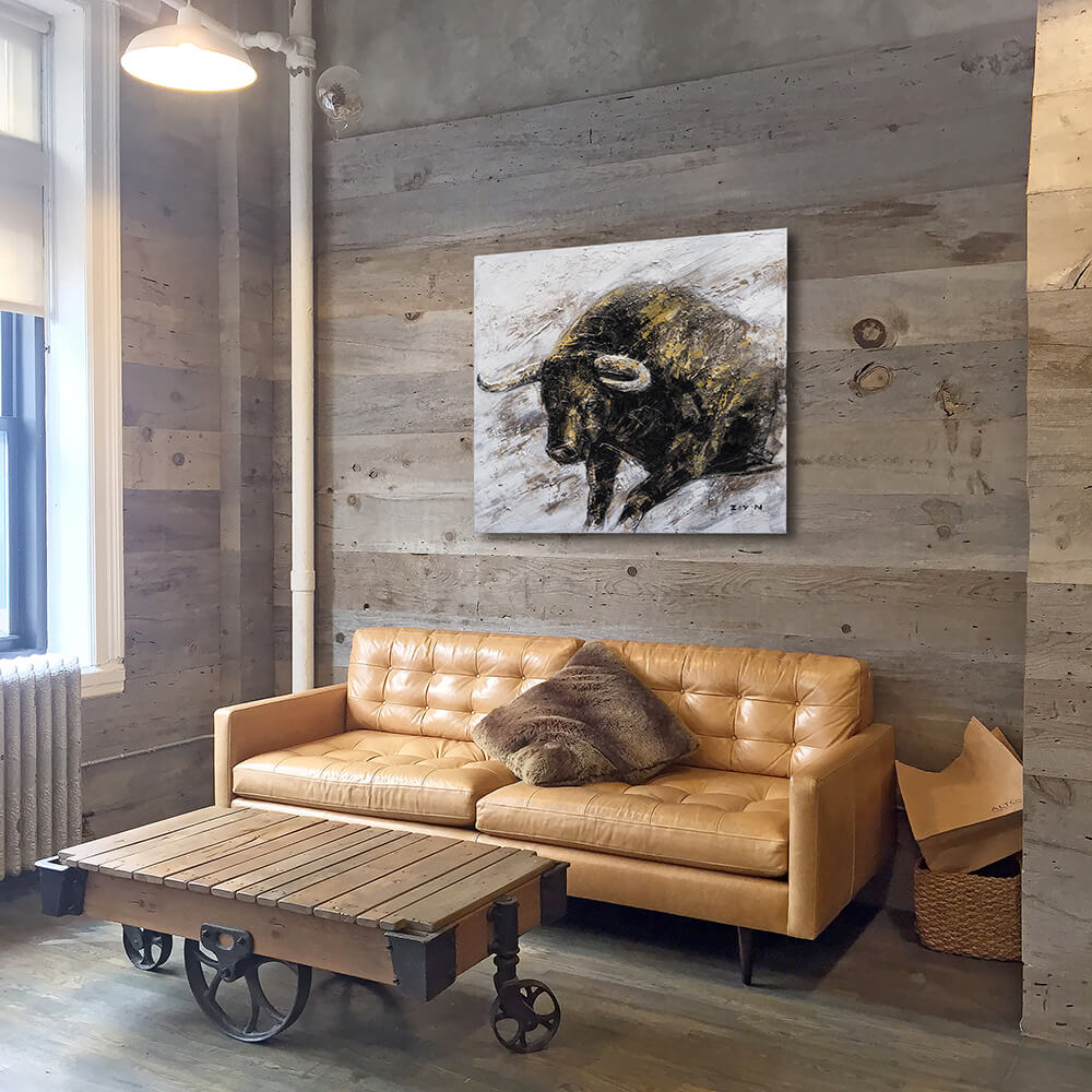 "Wall Street Bull oil Paintings" Hand Painted on Wrapped Canvas