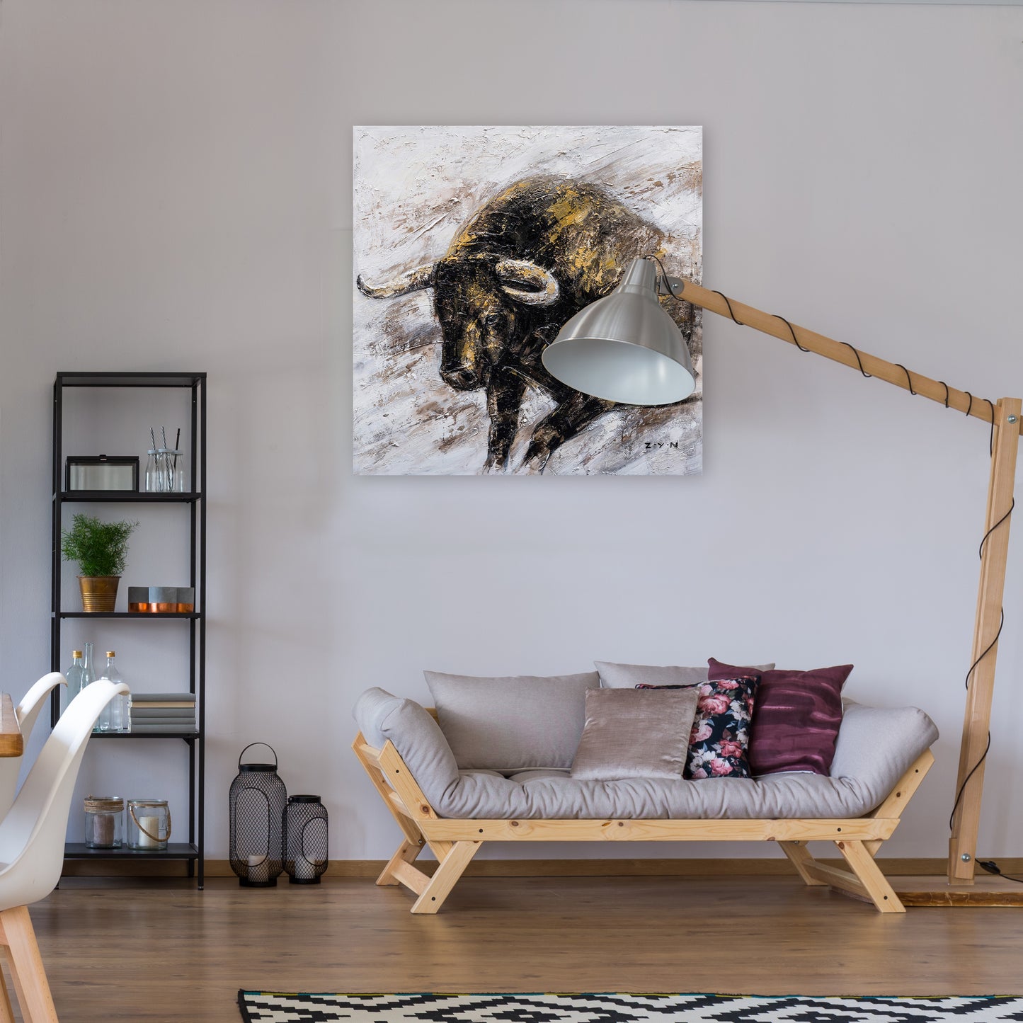 "Wall Street Bull oil Paintings" Hand Painted on Wrapped Canvas