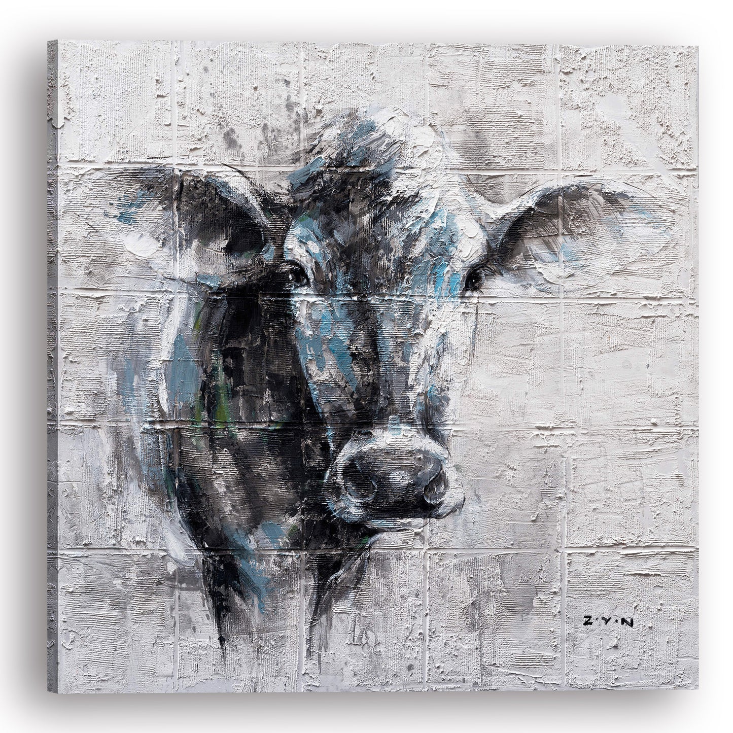 "Mysterious Cow Hand Painted" Canvas Artwork