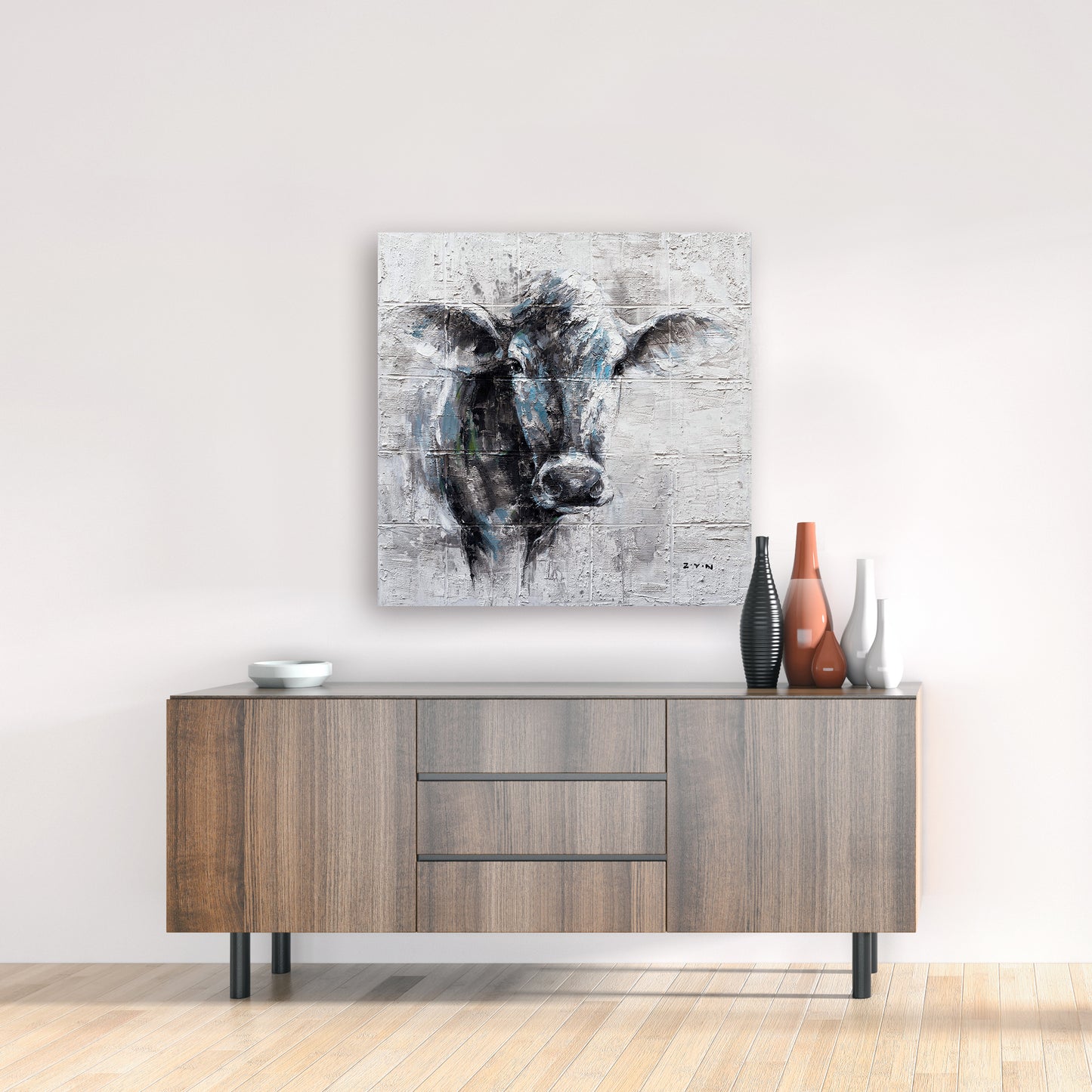 "Mysterious Cow Hand Painted" Canvas Artwork
