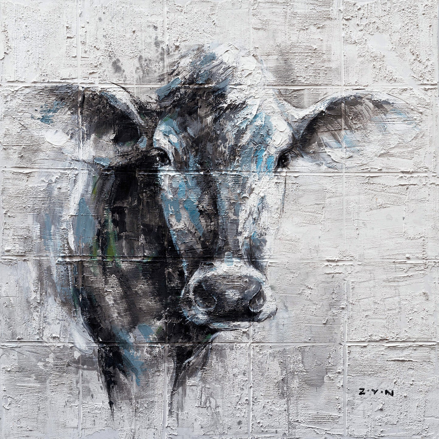 "Mysterious Cow Hand Painted" Canvas Artwork