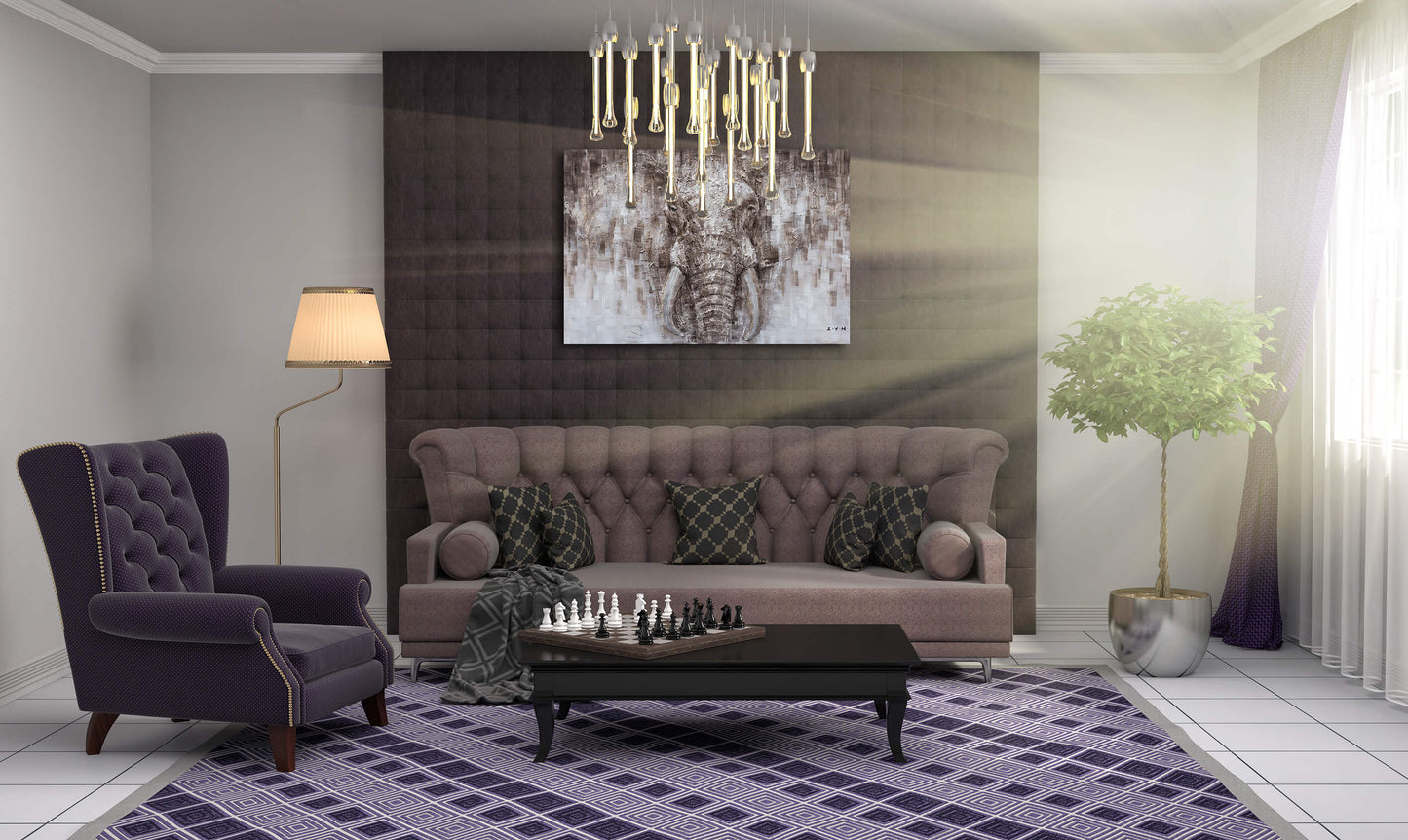"An Elephant's Tusk Oil Painting" Hand Painted on Wrapped Canvas