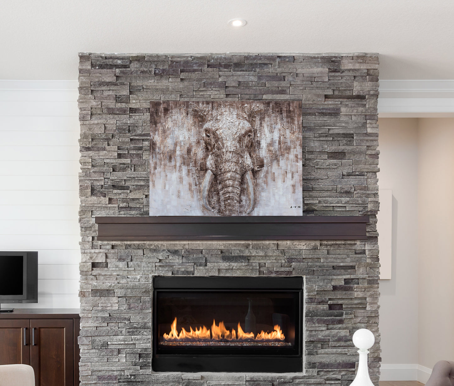 "An Elephant's Tusk Oil Painting" Hand Painted on Wrapped Canvas