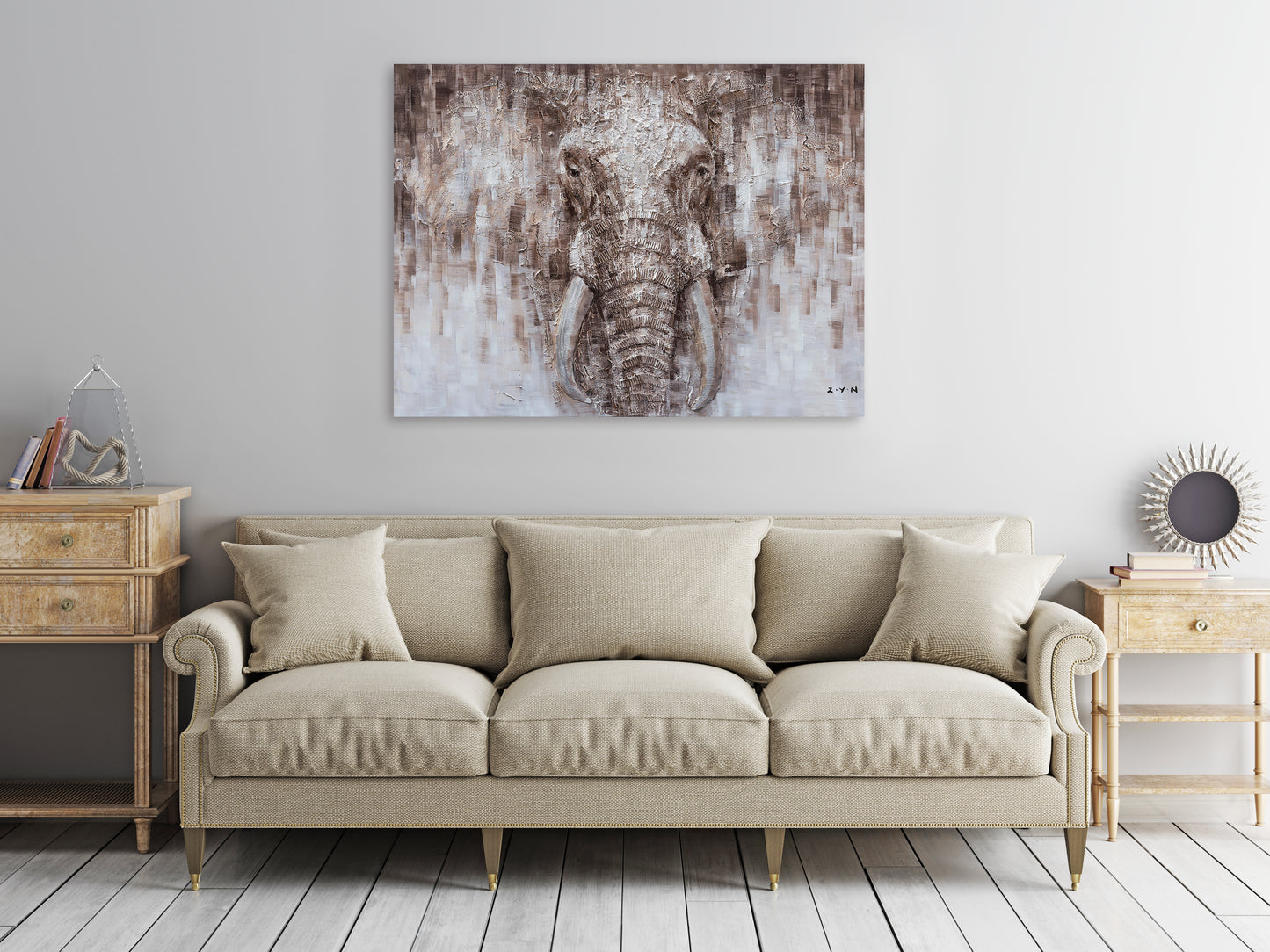 "An Elephant's Tusk Oil Painting" Hand Painted on Wrapped Canvas