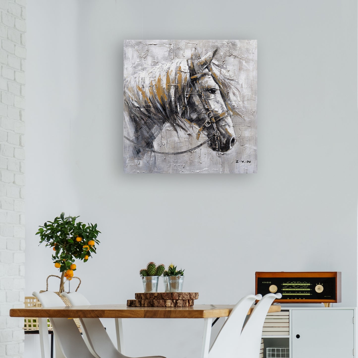 "An Iron Horse II" Oil Painting Hand-painted on Wrapped Canvas