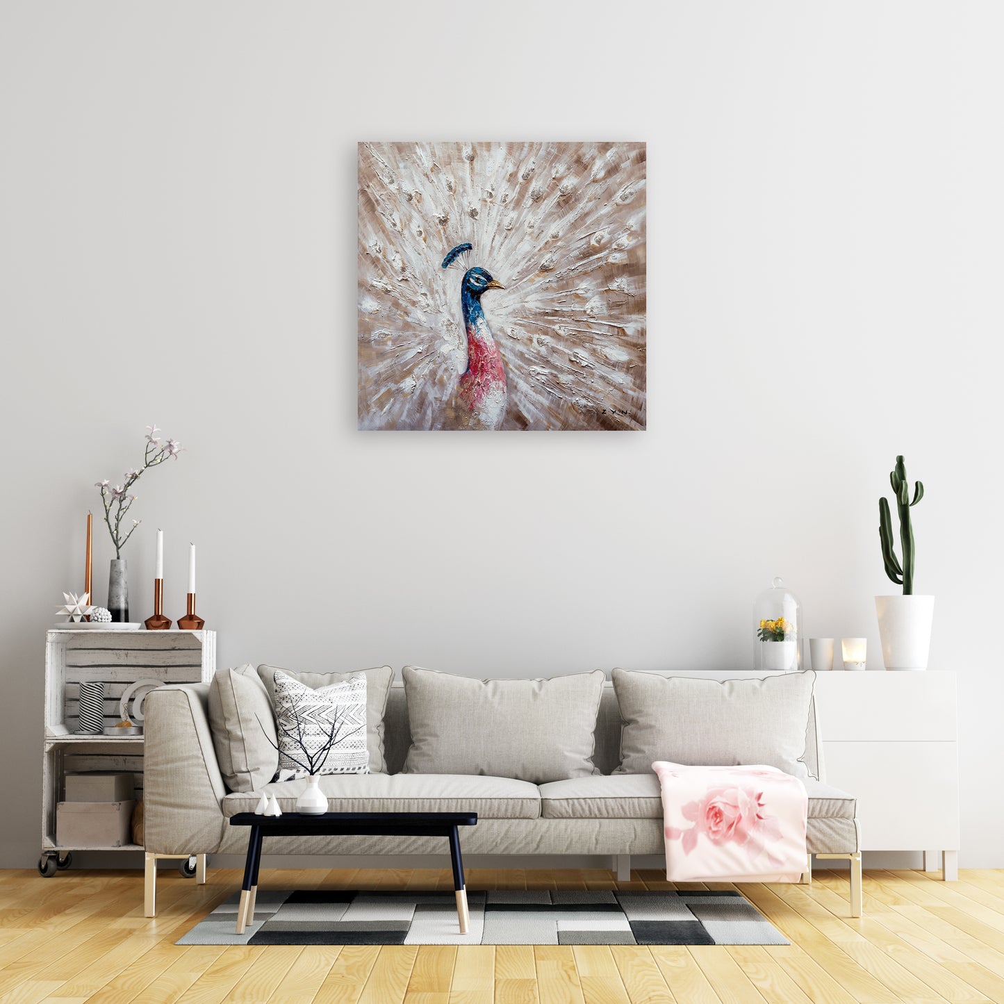 "The Curious Peacock" Hand Painted on Wrapped Canvas