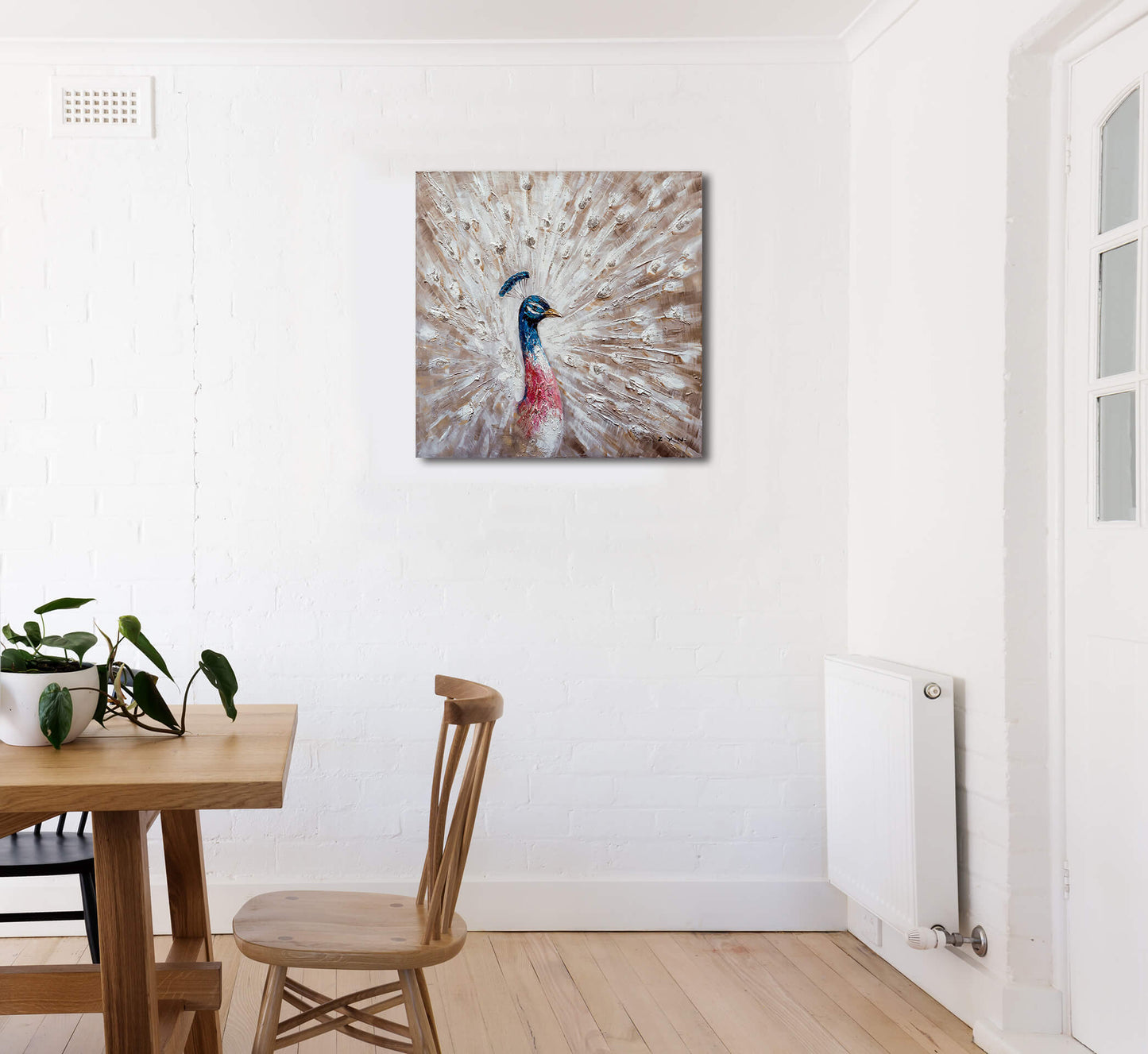 "The Curious Peacock" Hand Painted on Wrapped Canvas