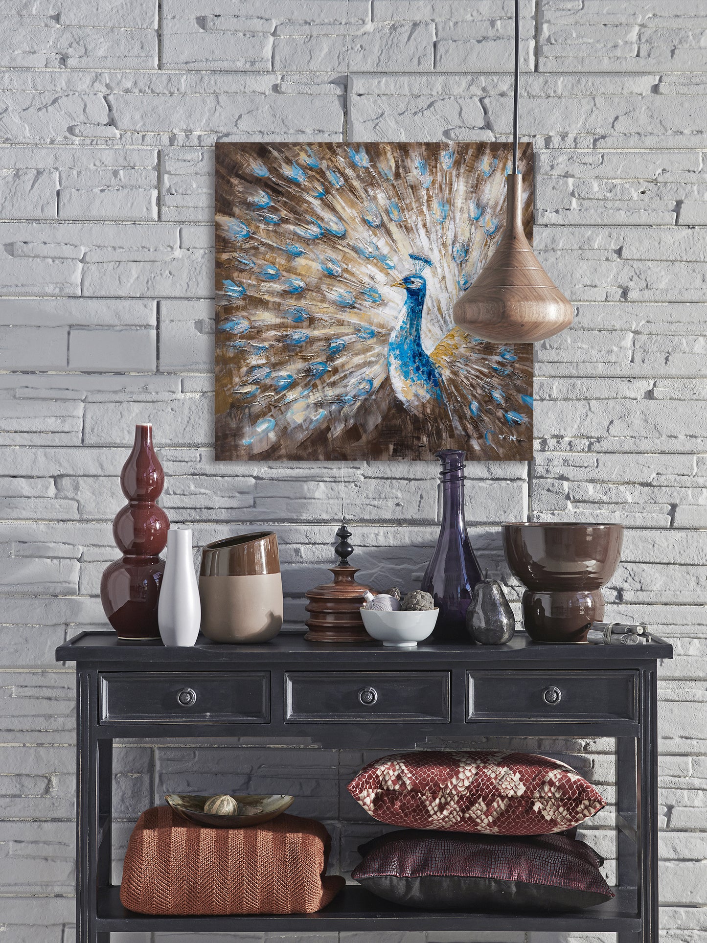 "The Shining Peacock" Hand Painted on Wrapped Canvas