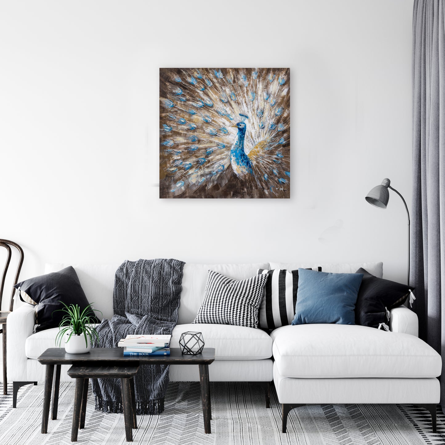 "The Shining Peacock" Hand Painted on Wrapped Canvas