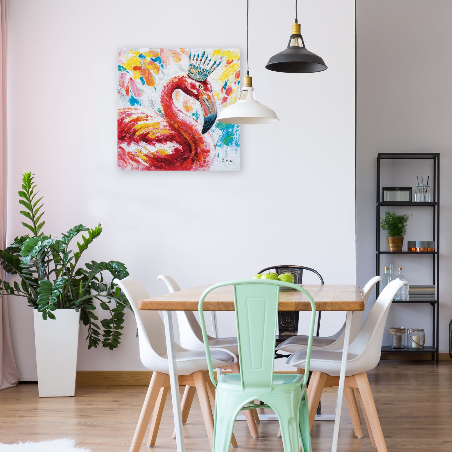 "The Queen Flamingo" Oil Painting on Wrapped Canvas