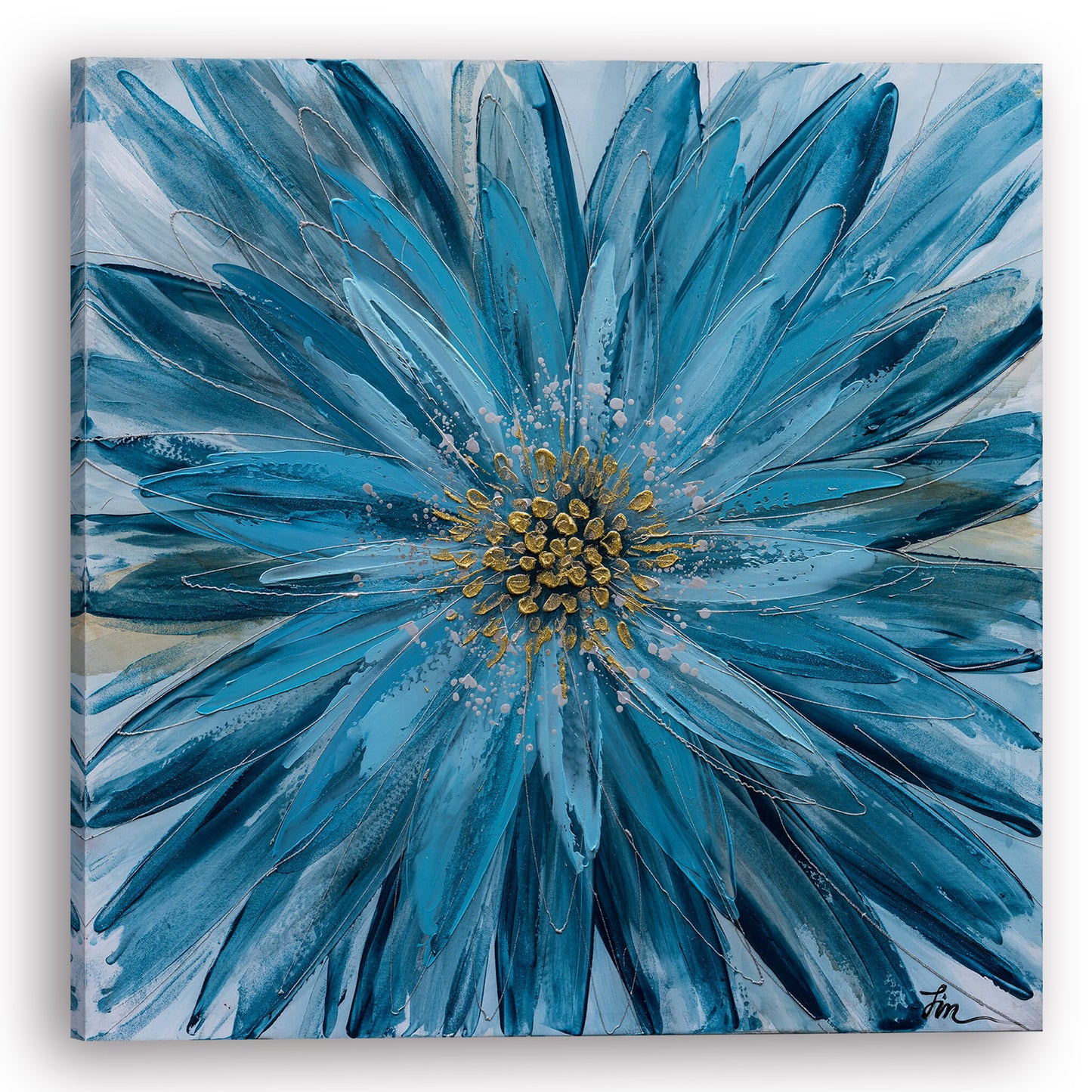 "Blue Daisy" Hand Painted on Wrapped Canvas
