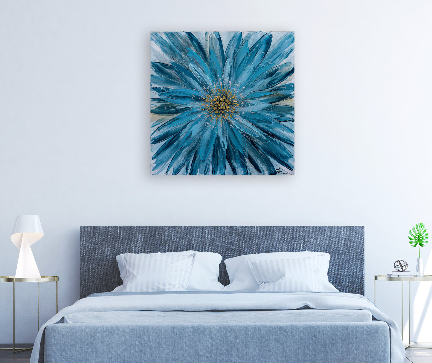 "Blue Daisy" Hand Painted on Wrapped Canvas