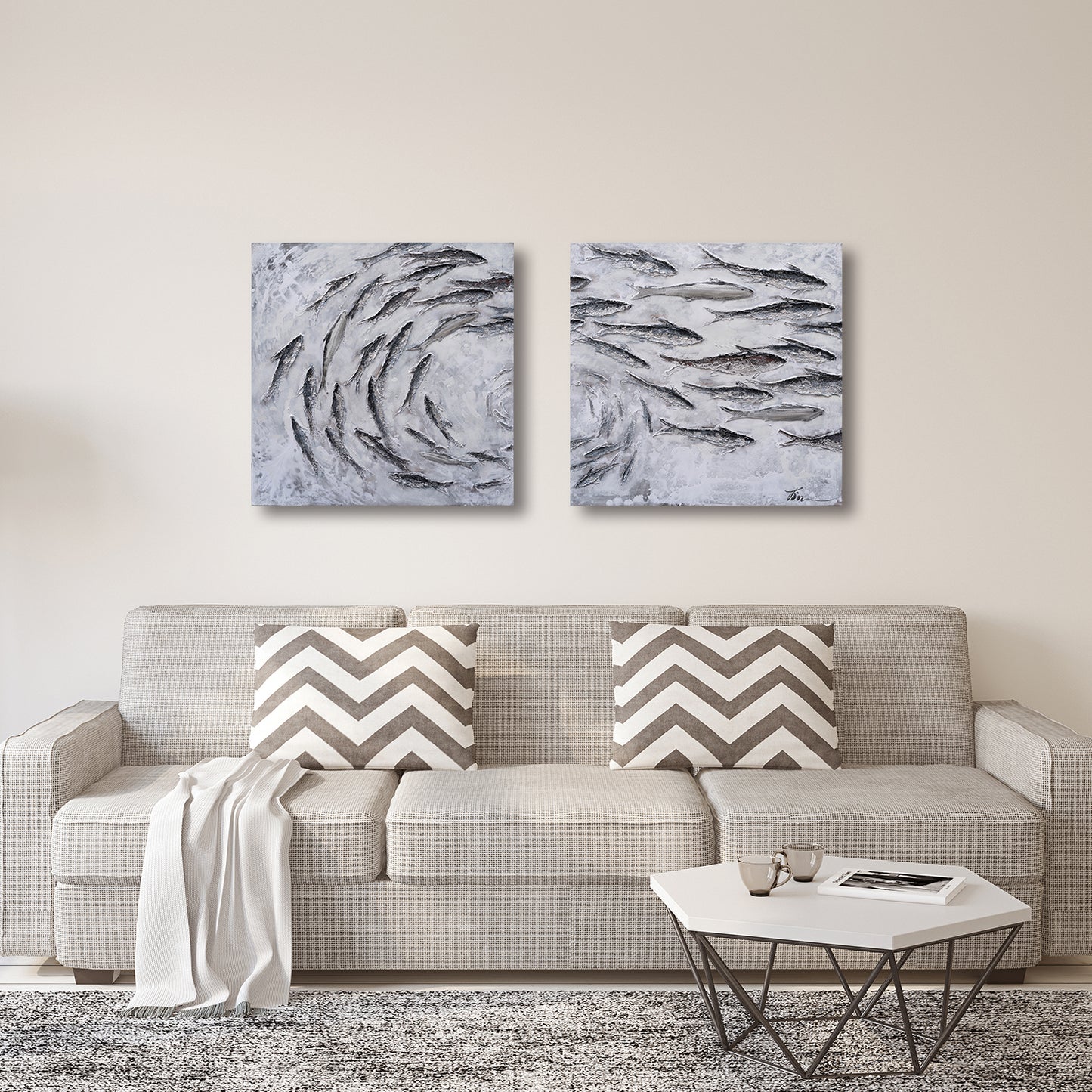 "School of Fish" Hand Painted on Wrapped Canvas