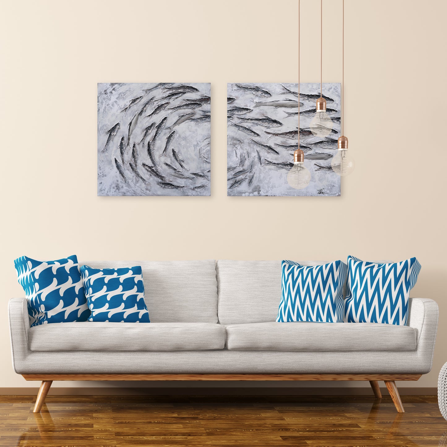 "School of Fish" Hand Painted on Wrapped Canvas