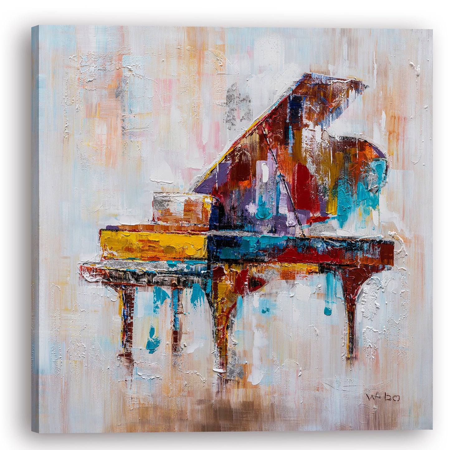 "Colorful Grand Piano" Hand Painted on Wrapped Canvas