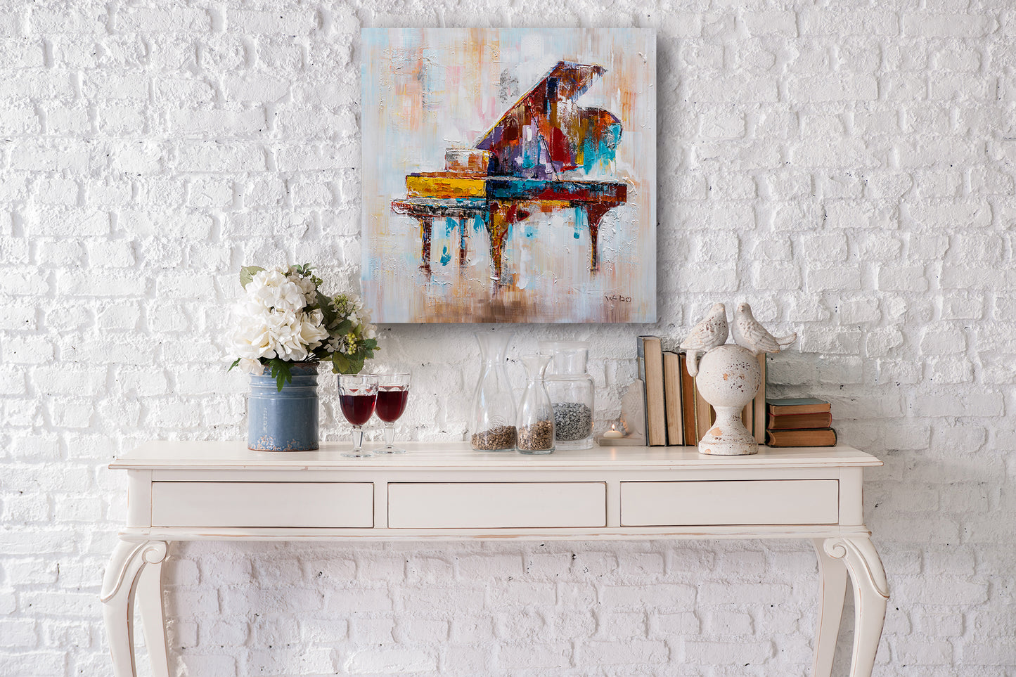 "Colorful Grand Piano" Hand Painted on Wrapped Canvas