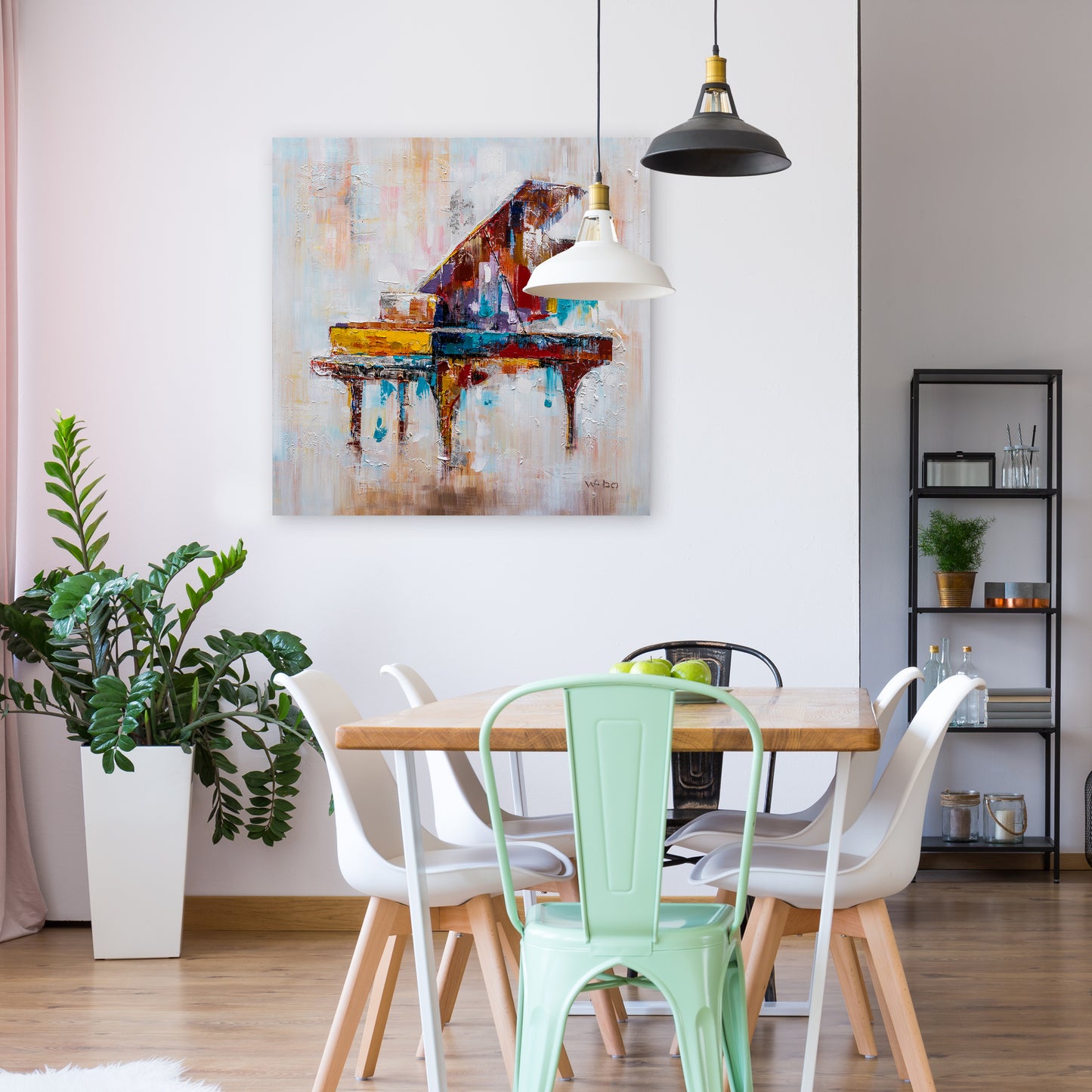 "Colorful Grand Piano" Hand Painted on Wrapped Canvas