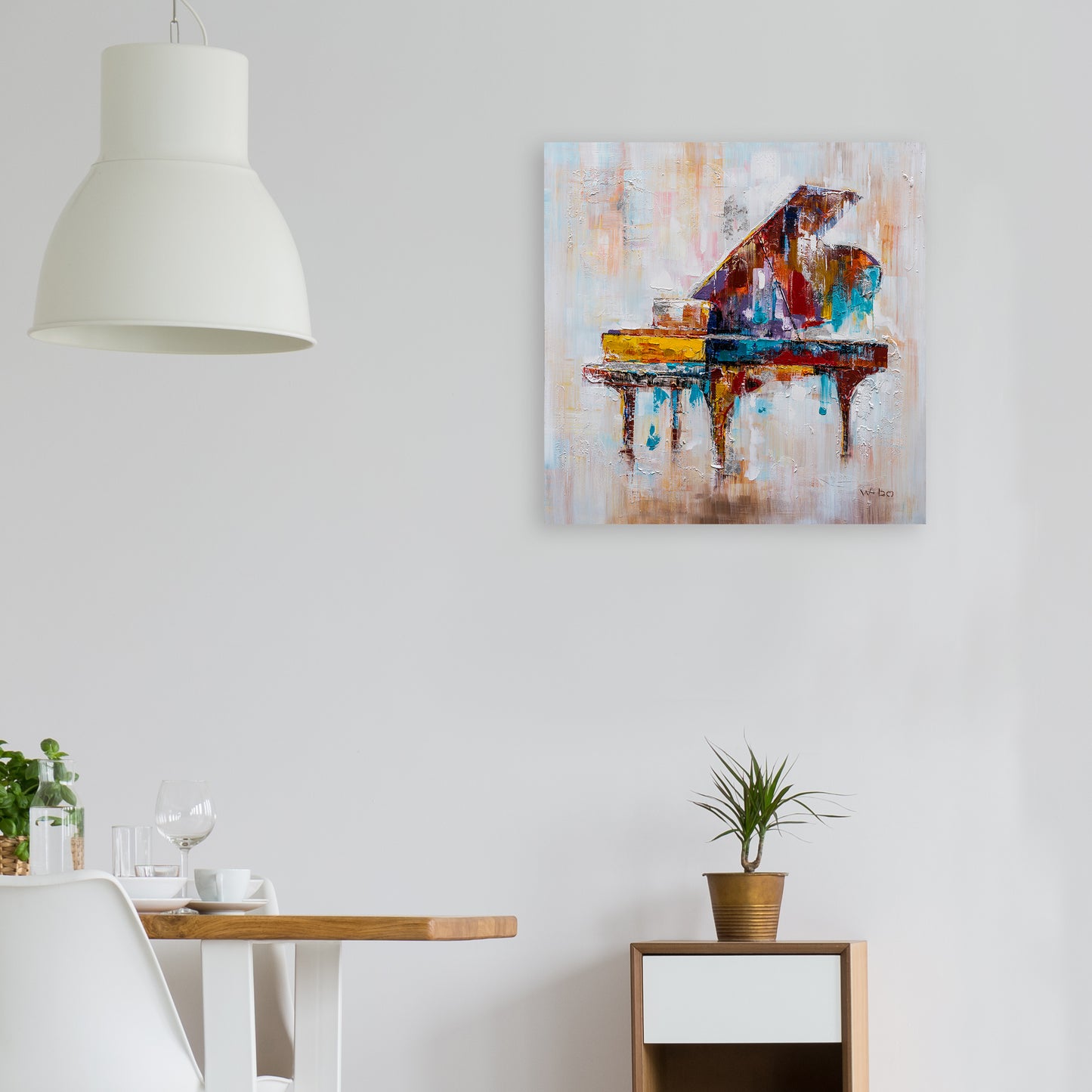 "Colorful Grand Piano" Hand Painted on Wrapped Canvas