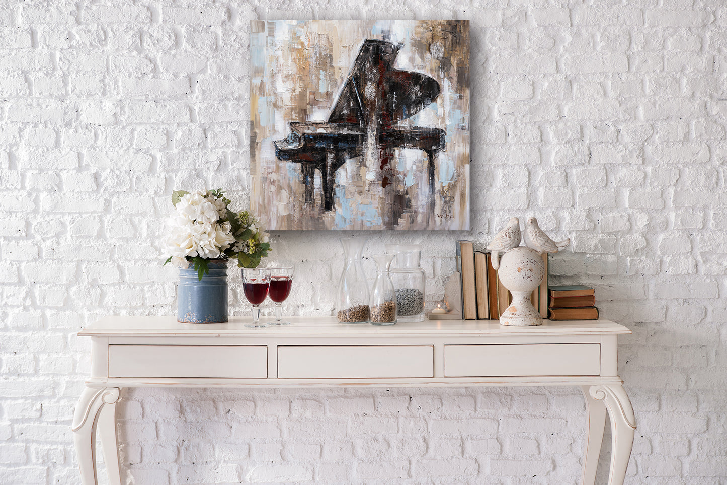 "Abstract richly colored piano" Hand Painted on Wrapped Canvas
