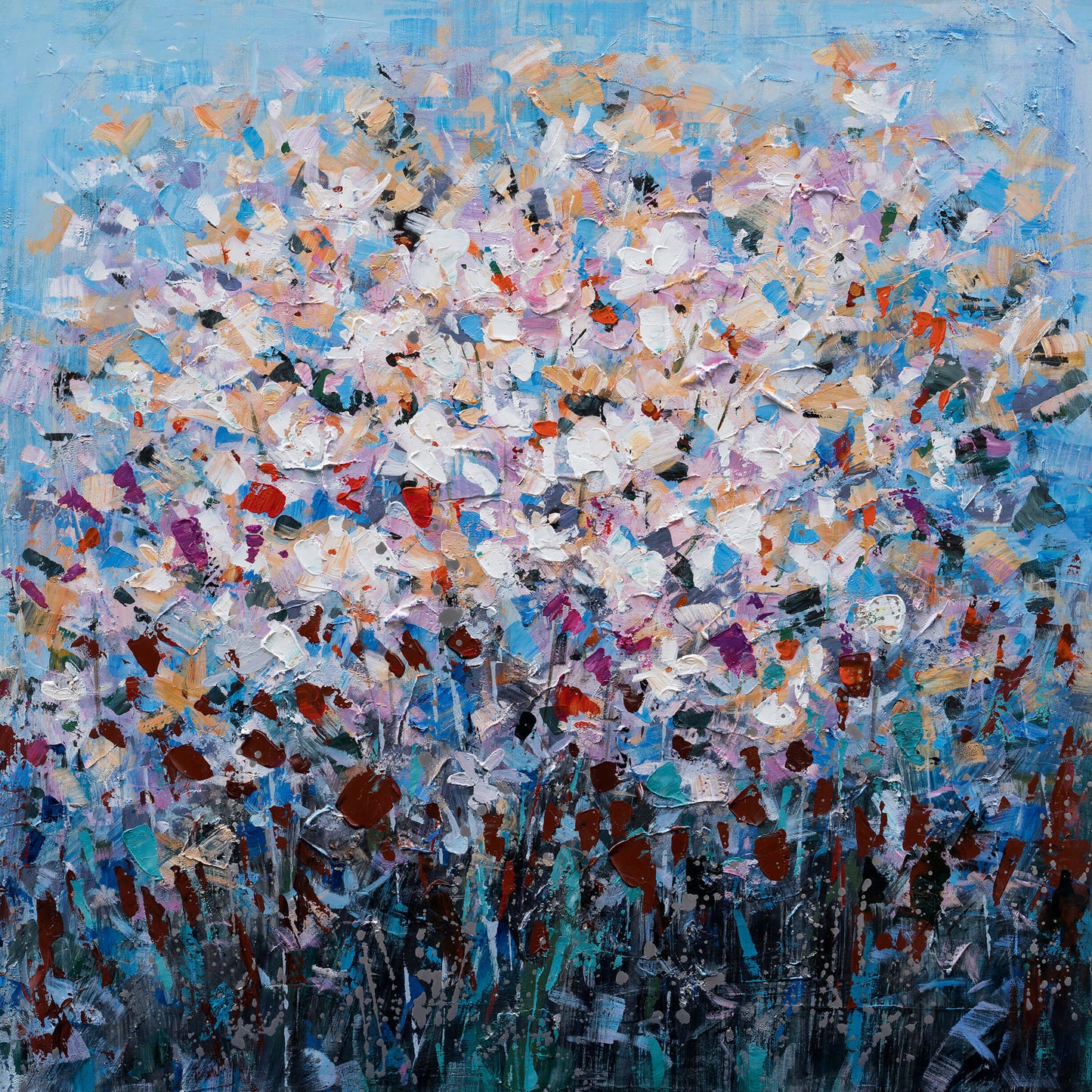 "Dozens of Petals I" Hand Painted on Wrapped Canvas