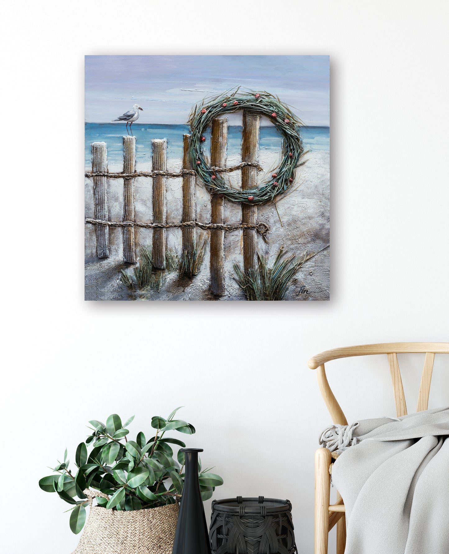 "Holiday Wreaths" Hand Painted on Wrapped Canvas