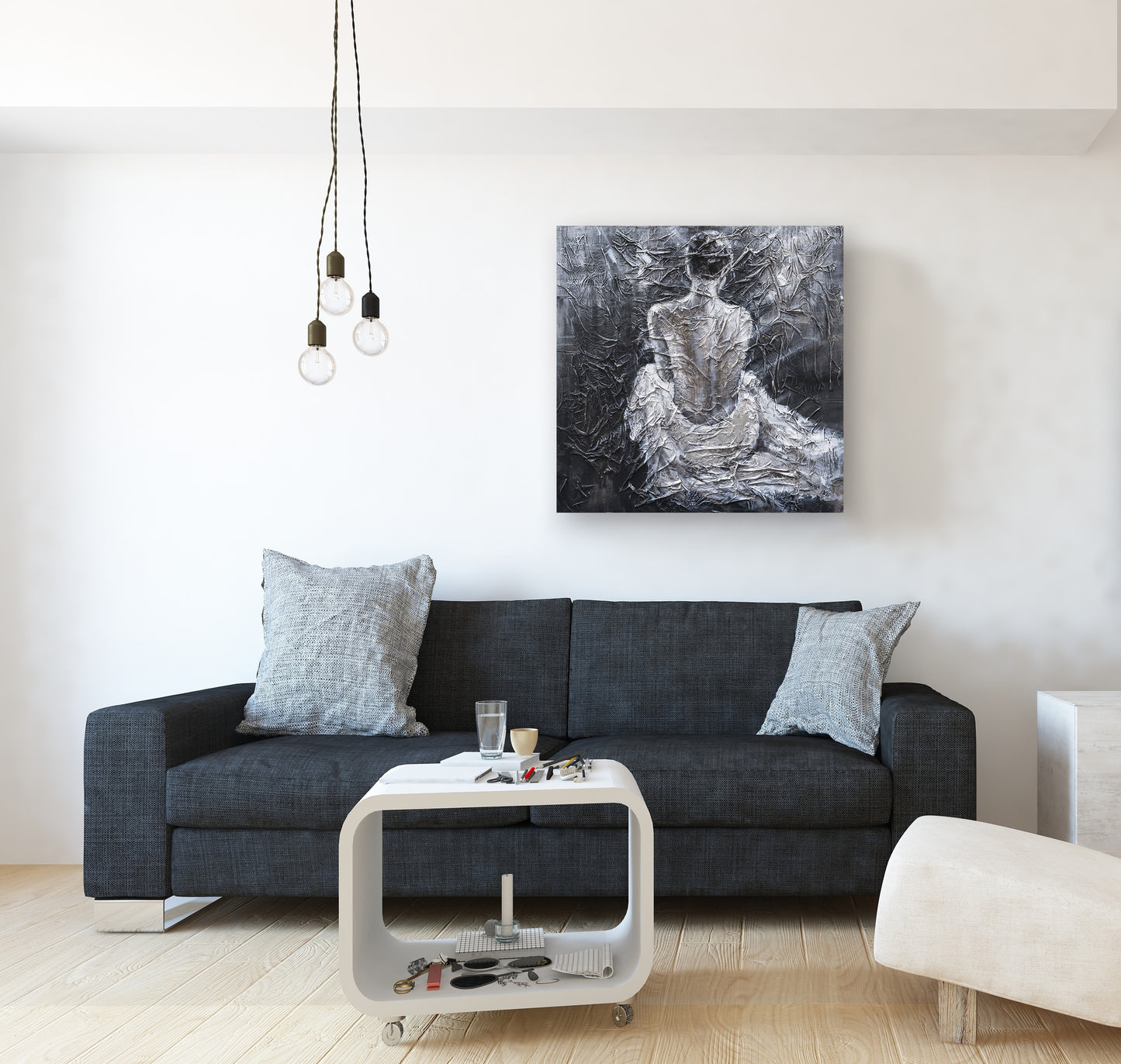 Original Hand-painted art "Back in Elegance" - Textured Abstract Figure Painting, Modern Nude Art, Contemporary Wall Decor