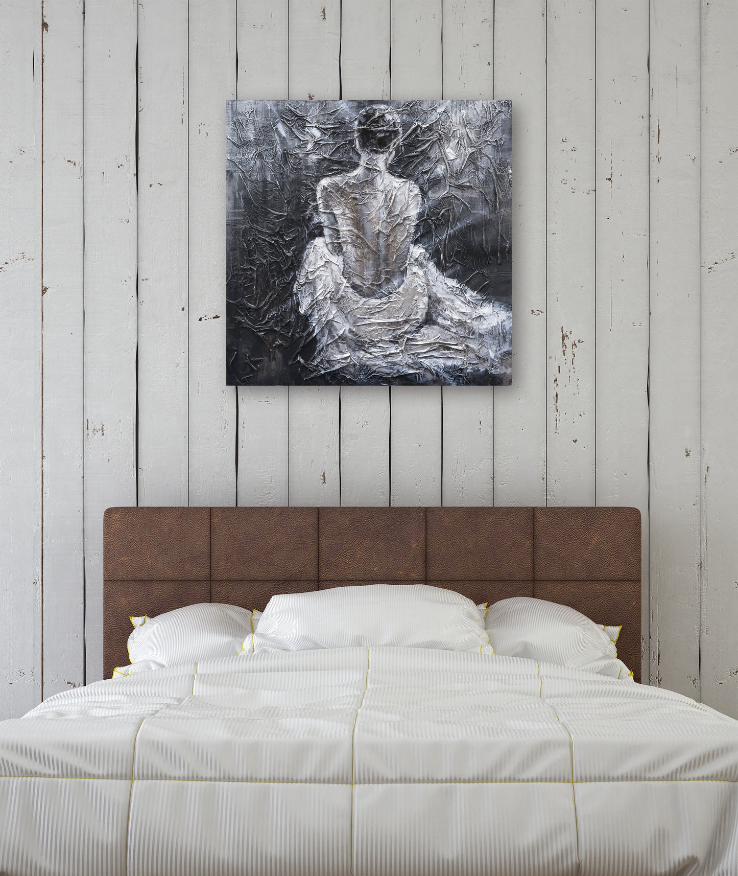 Original Hand-painted art "Back in Elegance" - Textured Abstract Figure Painting, Modern Nude Art, Contemporary Wall Decor