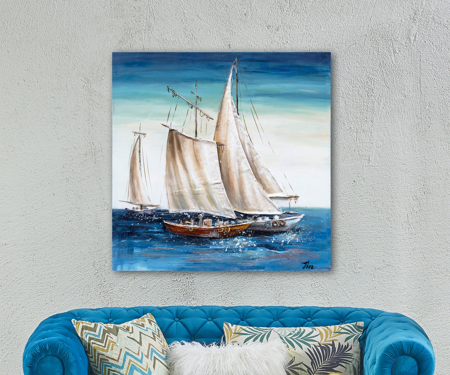 "Sailing Away" Hand Painted on Wrapped Canvas