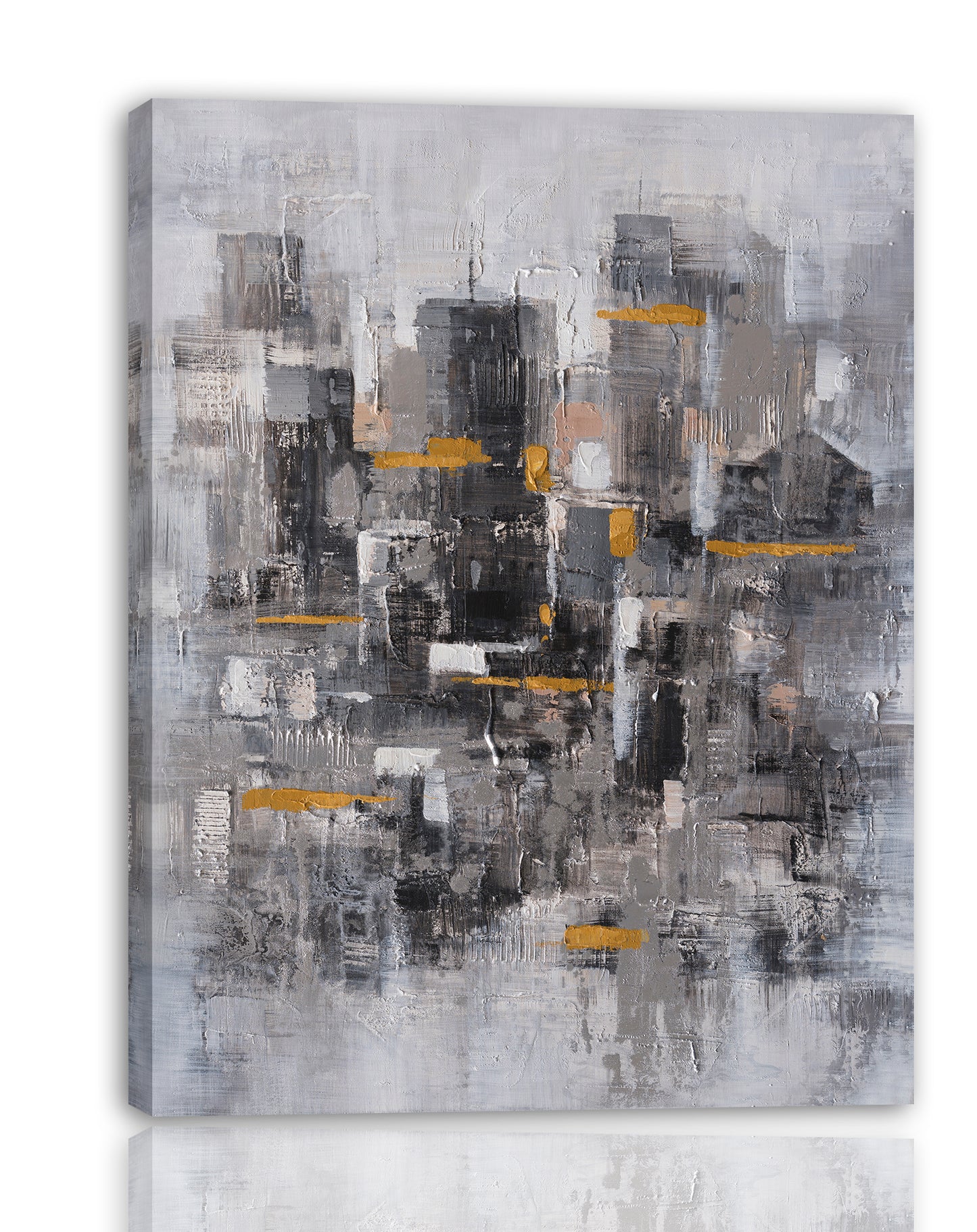 "Abstract Gold Tokens II" Hand Painted on Wrapped Canvas