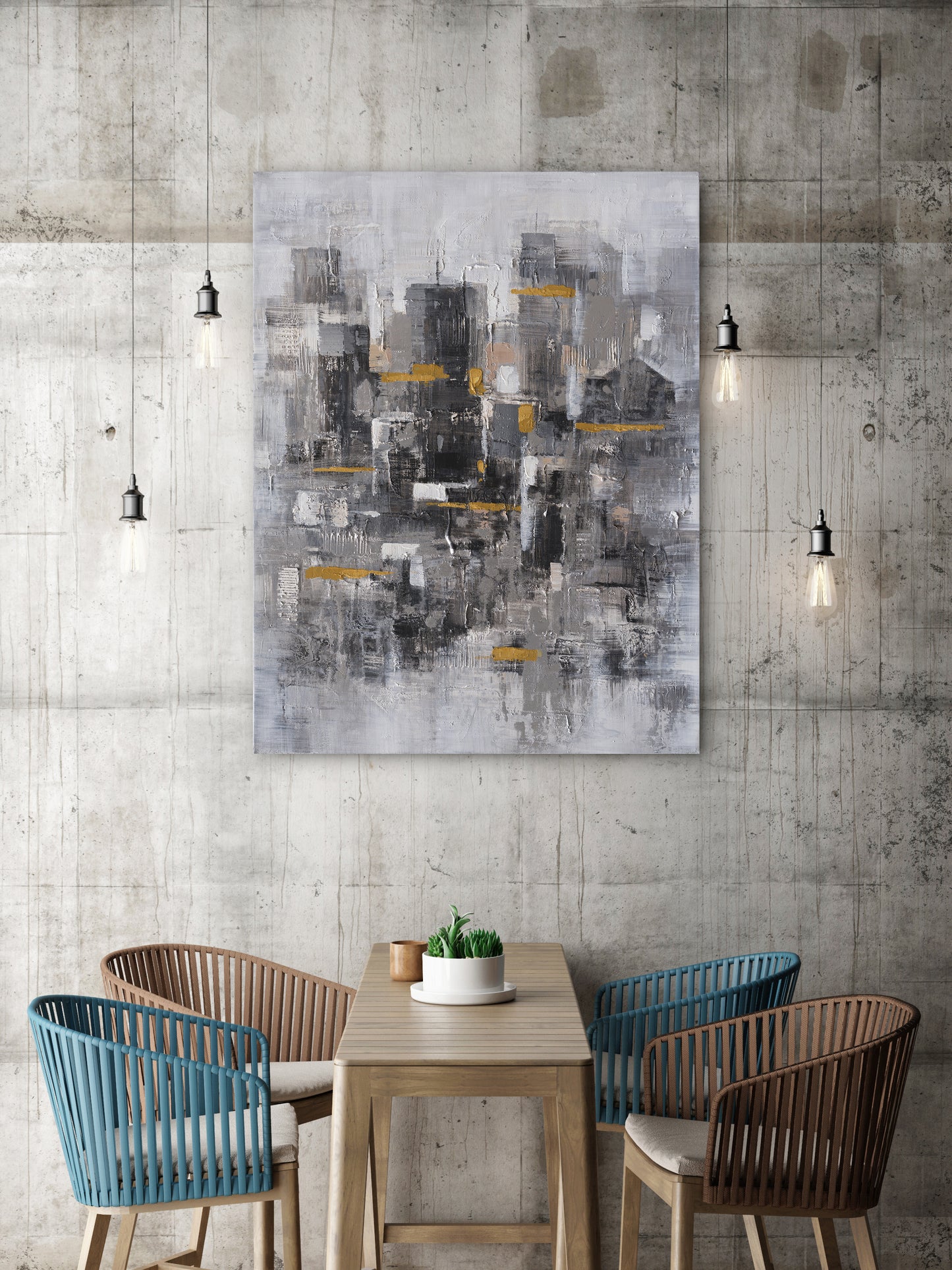"Abstract Gold Tokens II" Hand Painted on Wrapped Canvas