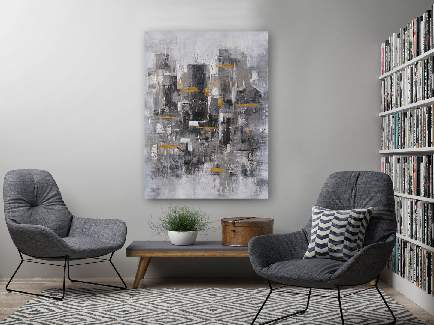 "Abstract Gold Tokens II" Hand Painted on Wrapped Canvas