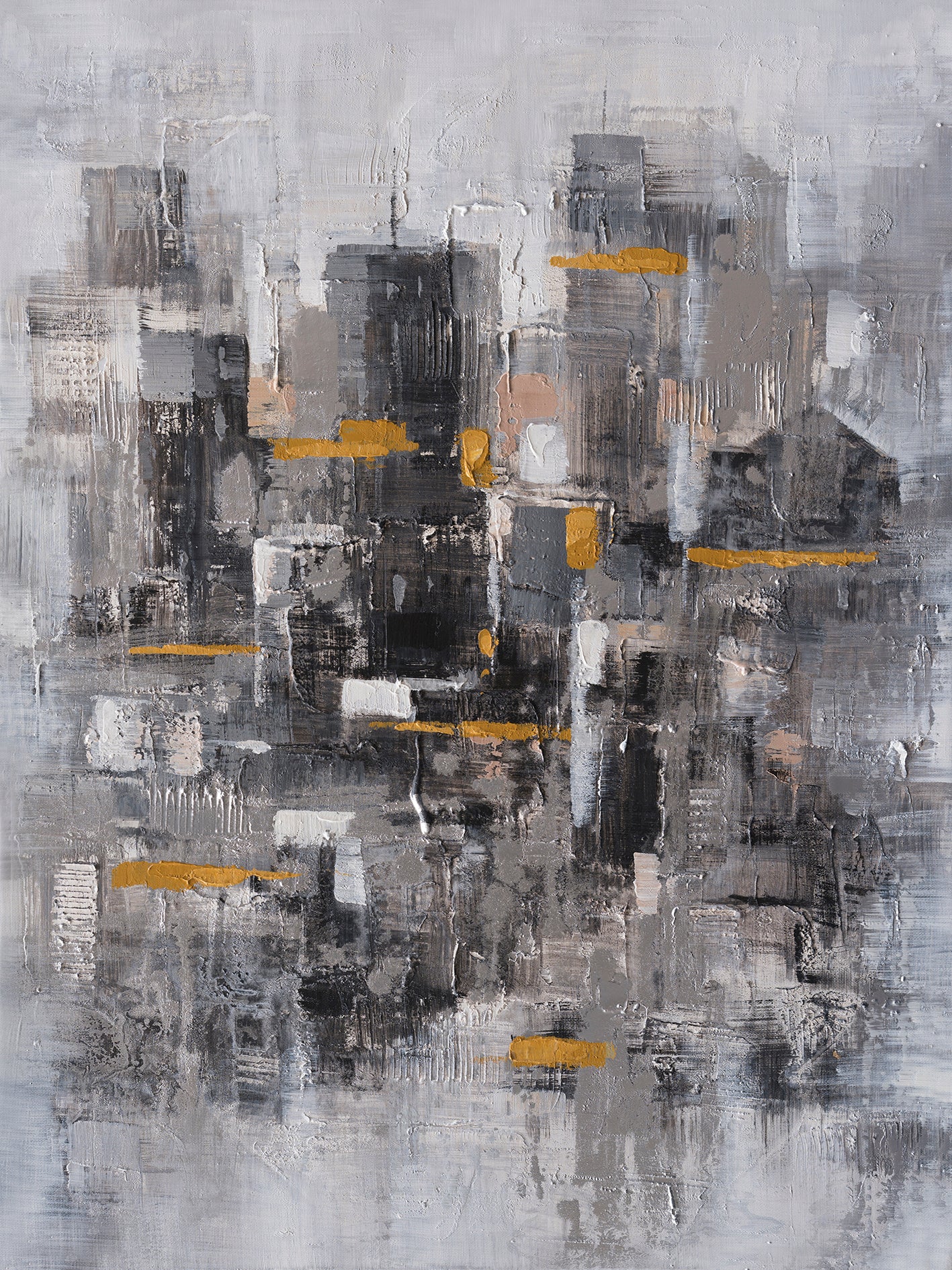 "Abstract Gold Tokens II" Hand Painted on Wrapped Canvas